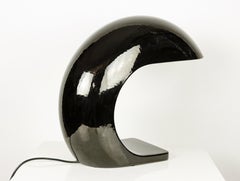 Grande lampada da tavolo degli anni '70 in ceramica smaltata nera di Ivo Sedazzari per Prisma