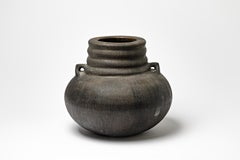 Large black glazed ceramic vase by Gisèle Buthod Garçon, circa 1980-1990