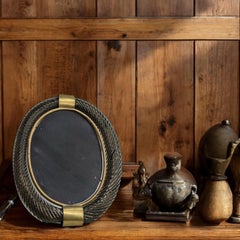 Großer schwarz-gold schimmernder Bilderrahmen aus gedrehtem Murano-Glas und Messing 1950er Jahre