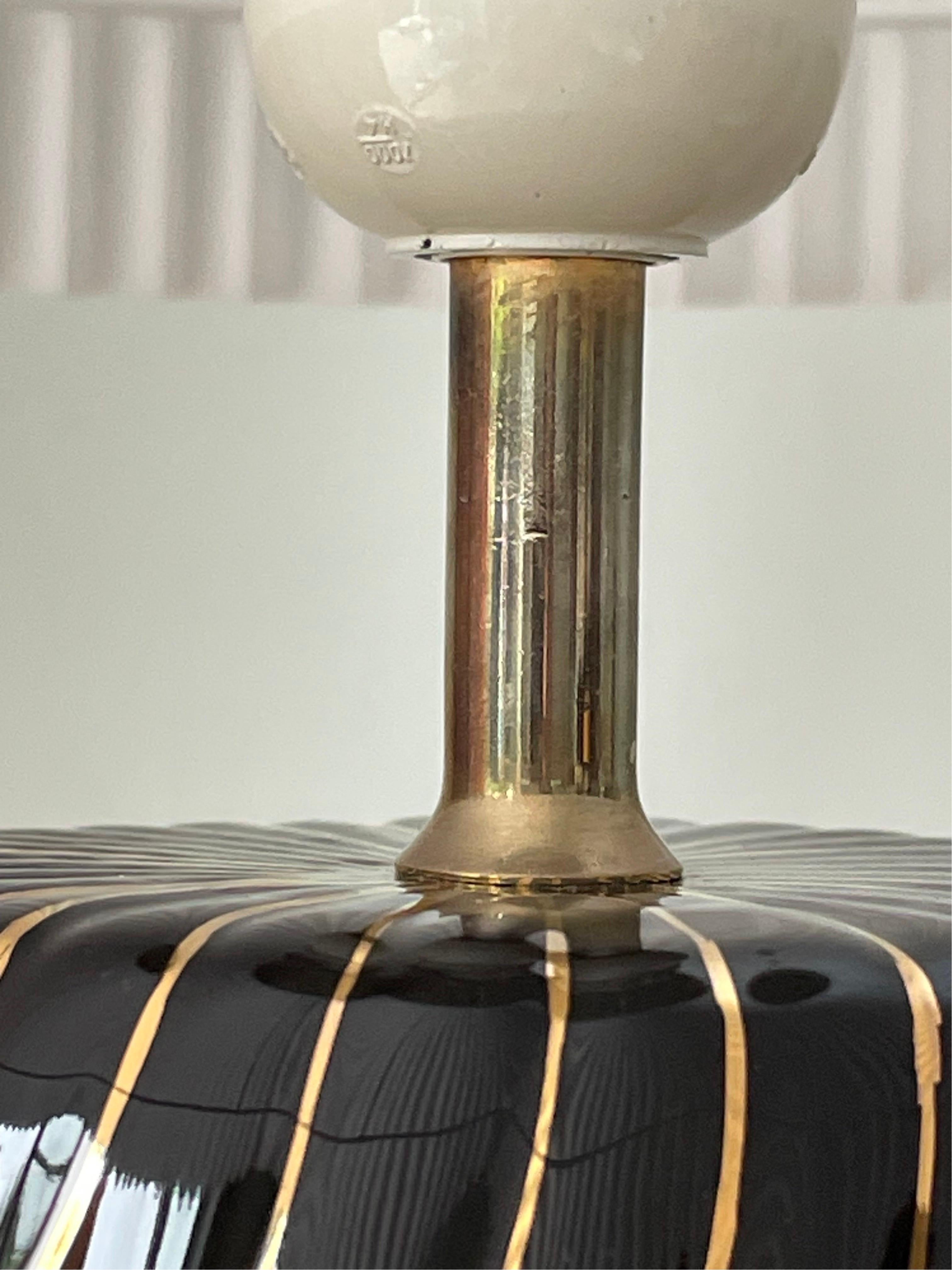 Large Tommaso Barbi Style Black Gold Table Lamp, Italy, 1970s For Sale 7