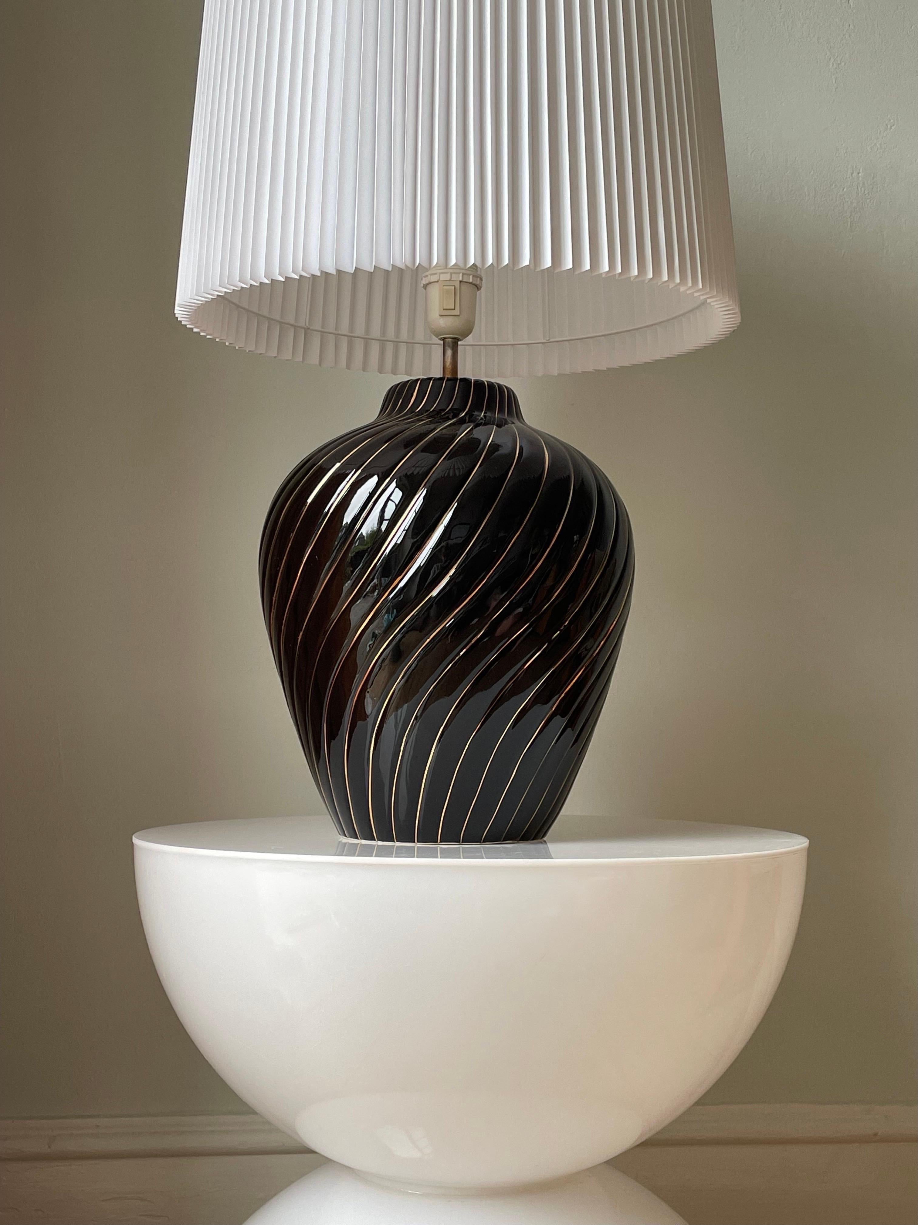 Large Tommaso Barbi Style Black Gold Table Lamp, Italy, 1970s For Sale 9