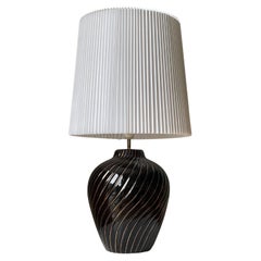 Large Black Gold Tommaso Barbi Style Table Lamp, Italy, 1970s