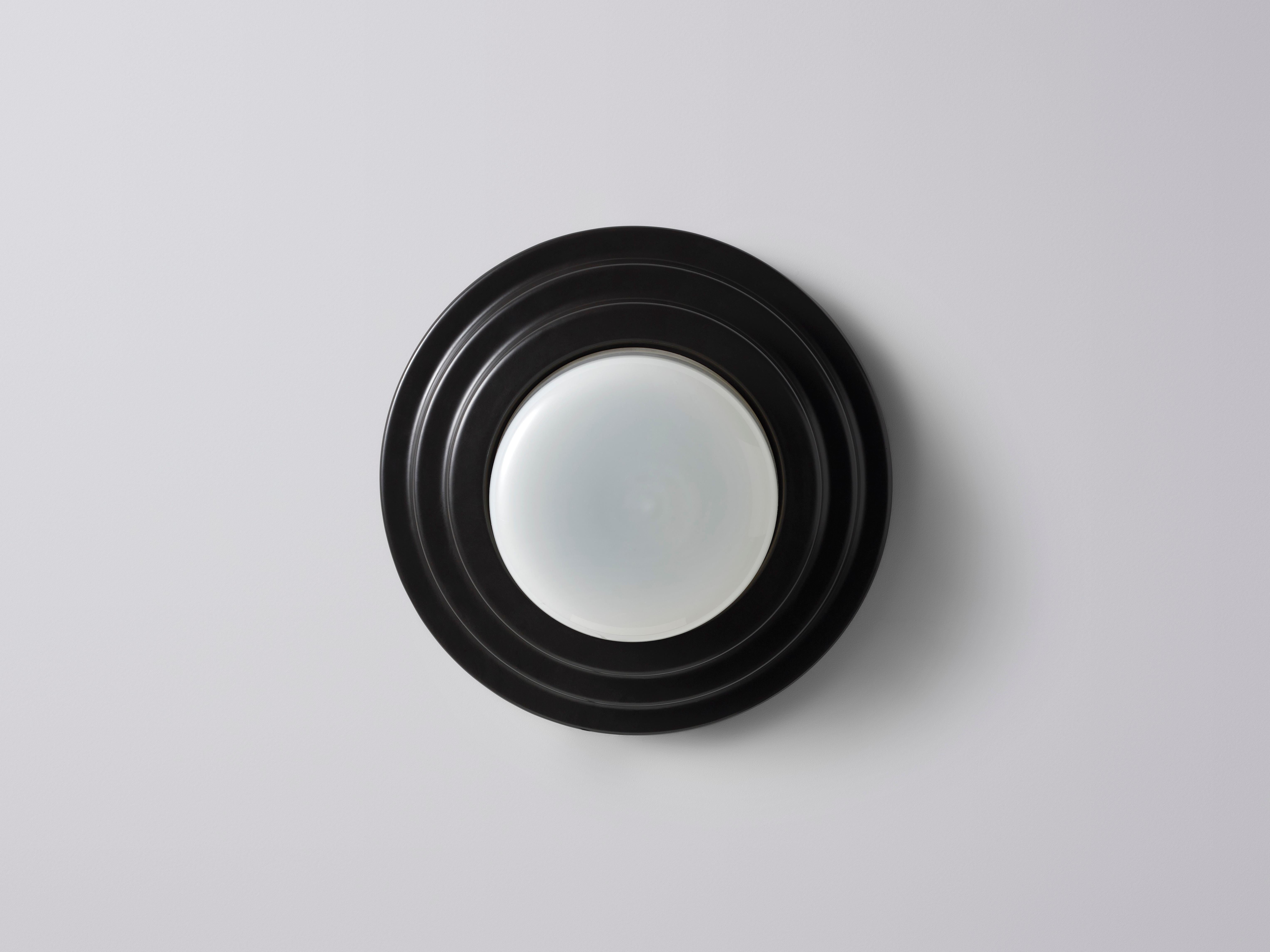 Large Black Honey Wall Sconce by Coco Flip
Dimensions: D 30 x W 30 x H 12 cm
Materials: Slip cast ceramic stoneware with blown glass. 
Weight: 4kg

Standard fixtures included
1 x ceramic G9 lamp holder
1 x dimmable 3.5W 3000K (warm white)
G9 LED