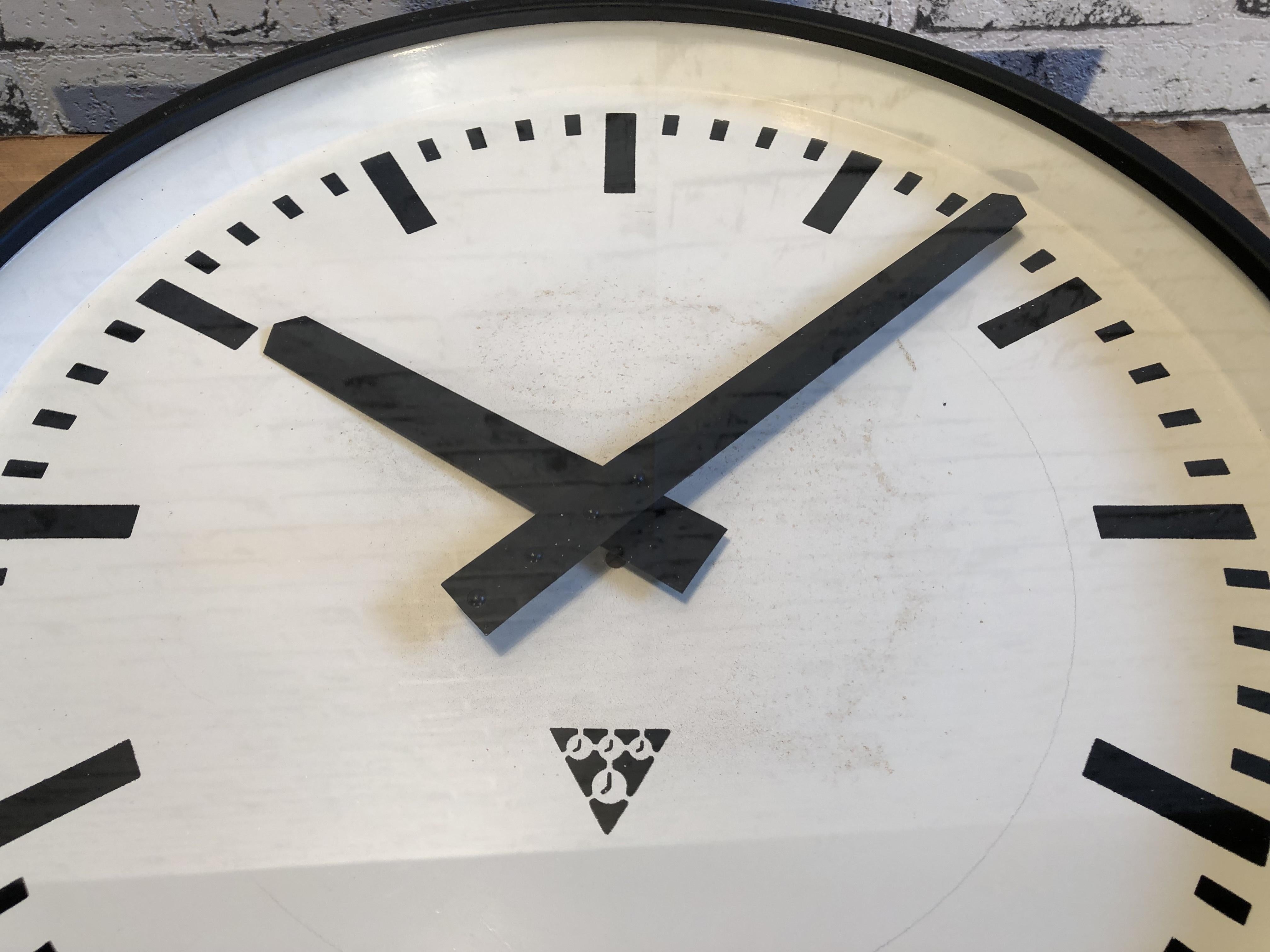 Large Black Industrial Clock From Pragotron, 1960s 3
