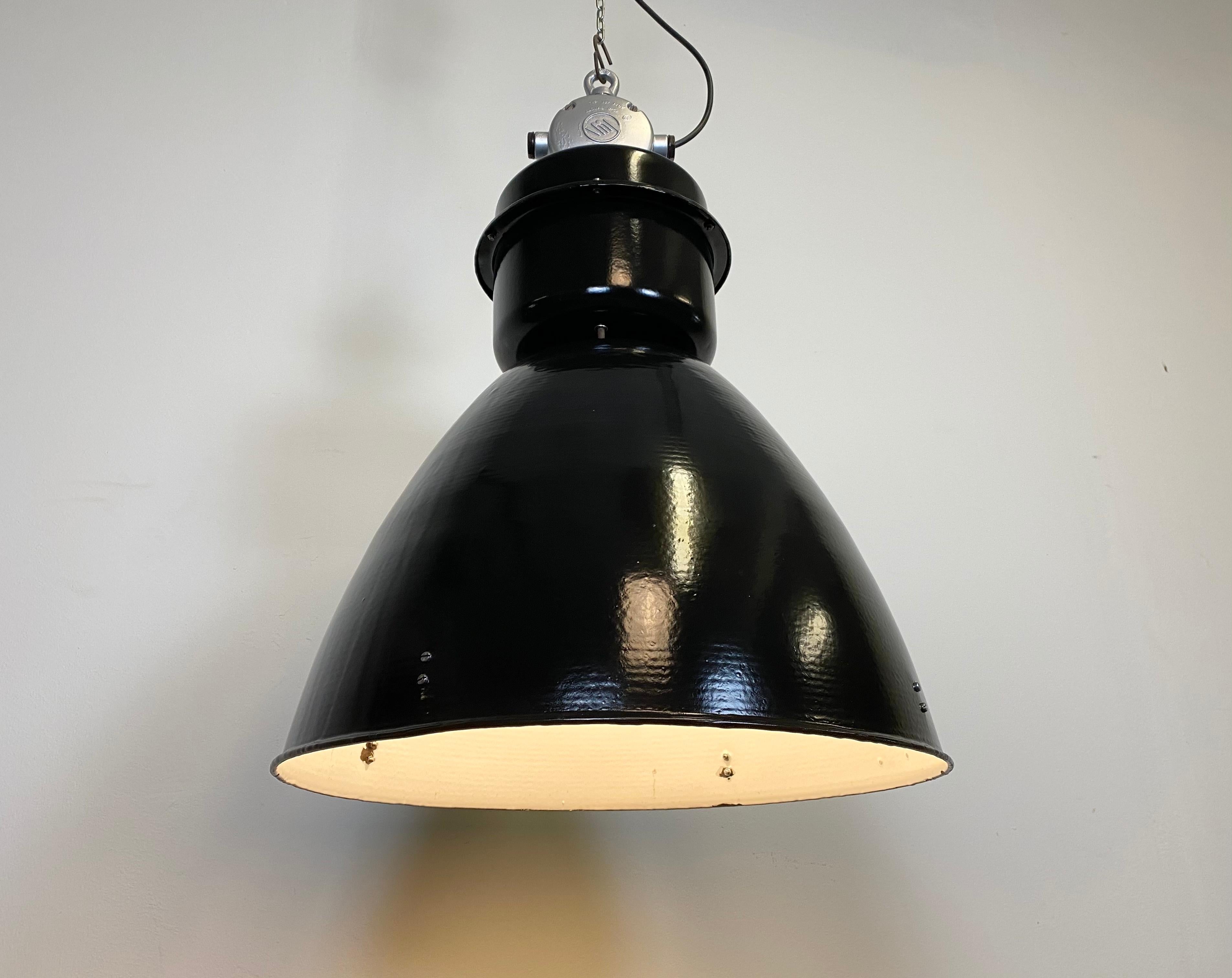 Large Black Industrial Factory Lamp from Elektrosvit, 1960s For Sale 5