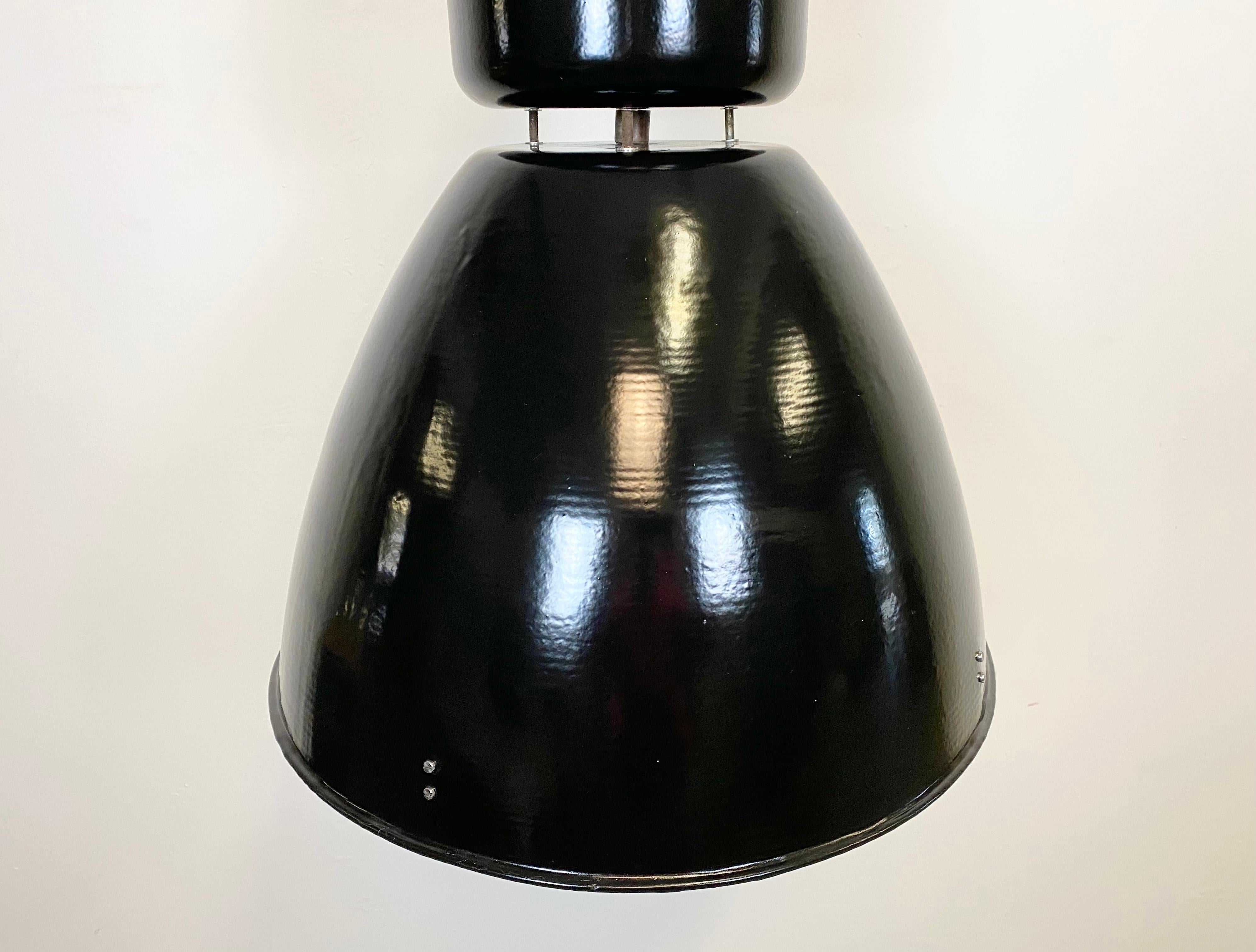 Painted Large Black Industrial Factory Lamp from Elektrosvit, 1960s For Sale