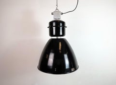 Large Black Industrial Factory Pendant Lamp from Elektrosvit, 1960s