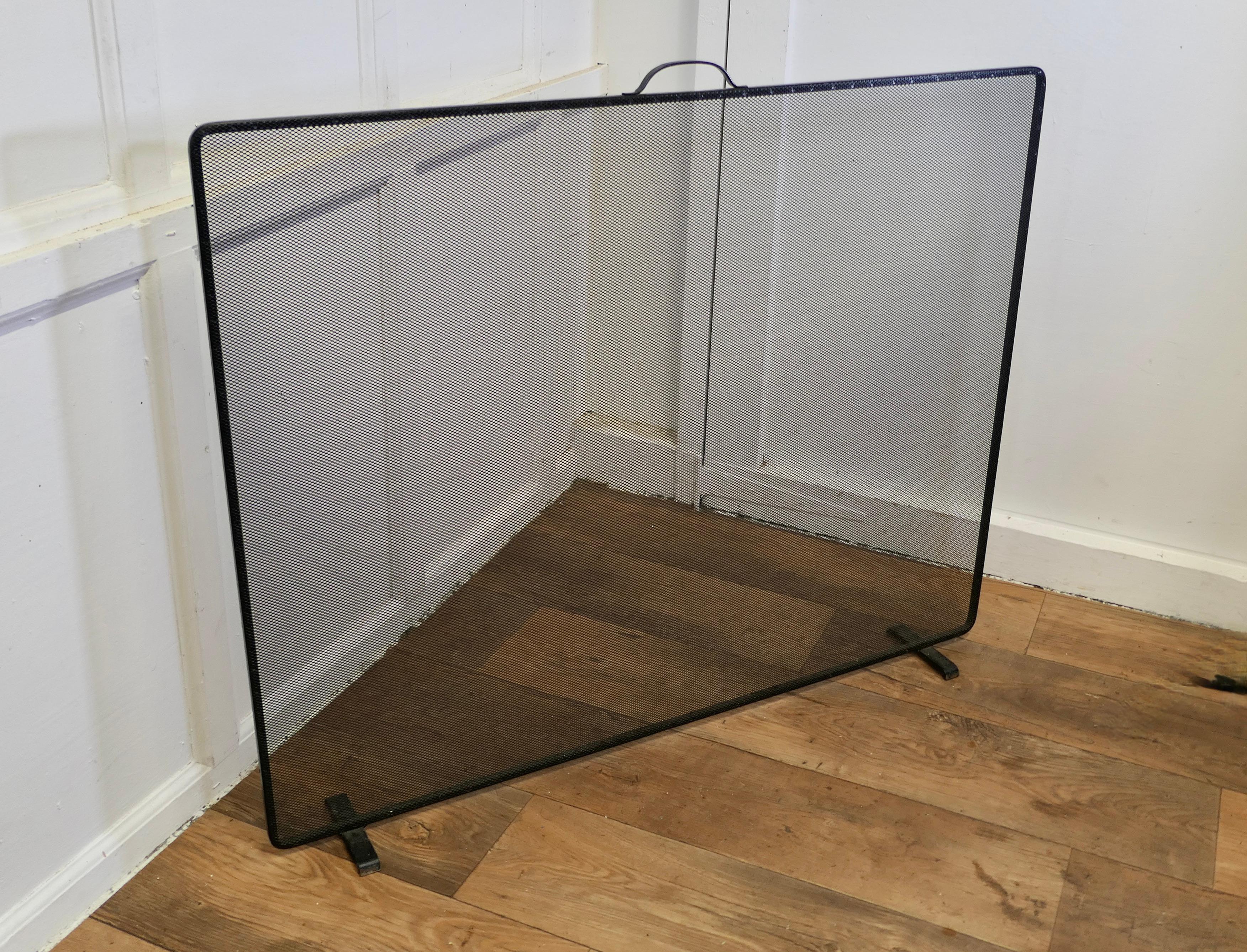 Large Black Iron Mesh Fire Guard for Inglenook Fireplace    For Sale 2
