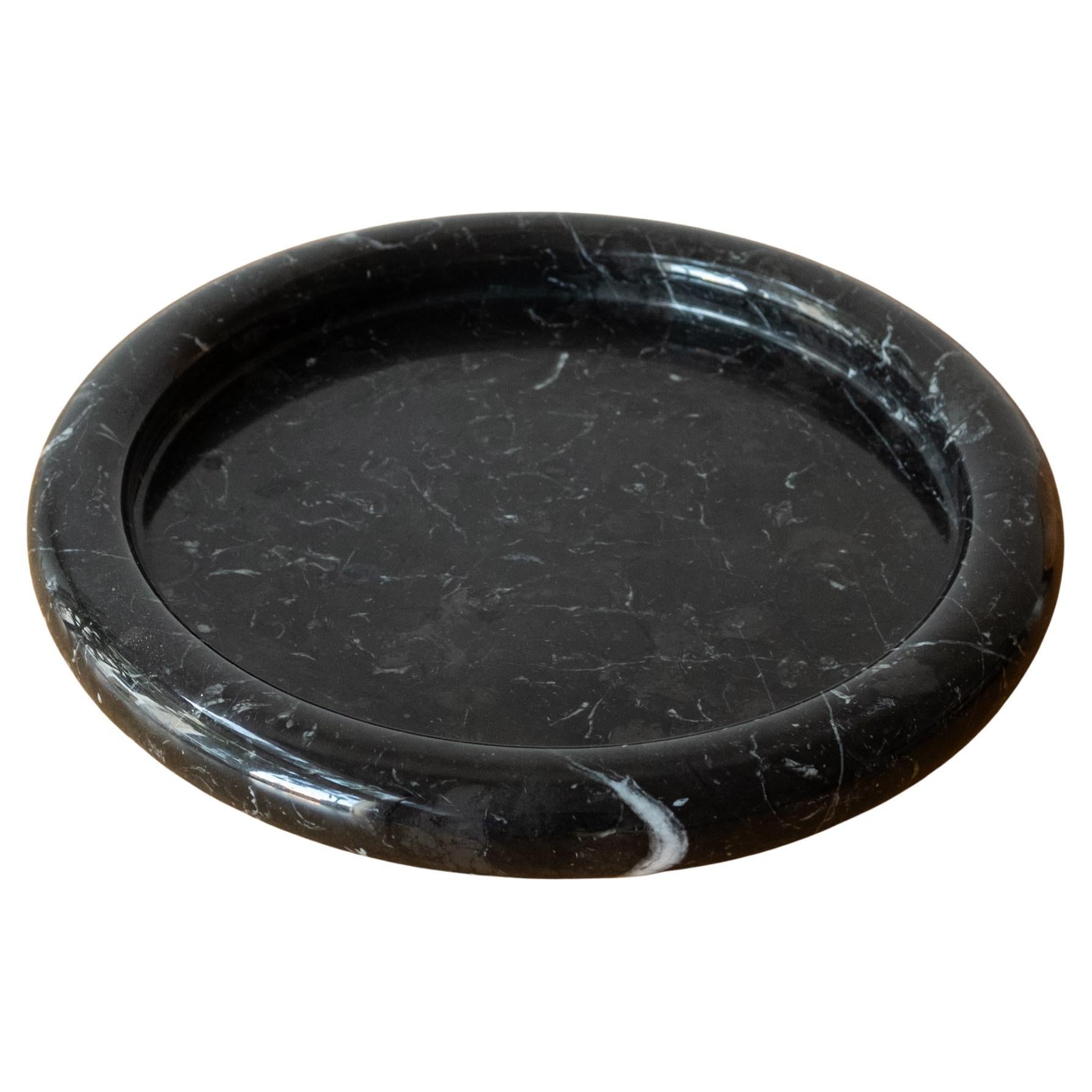 Large Black Italian Carrara Marble Bowl Vide-Poche 1960s For Sale