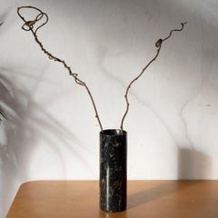 Large Black Italian Carrara Marble Centerpiece Vase 1960s