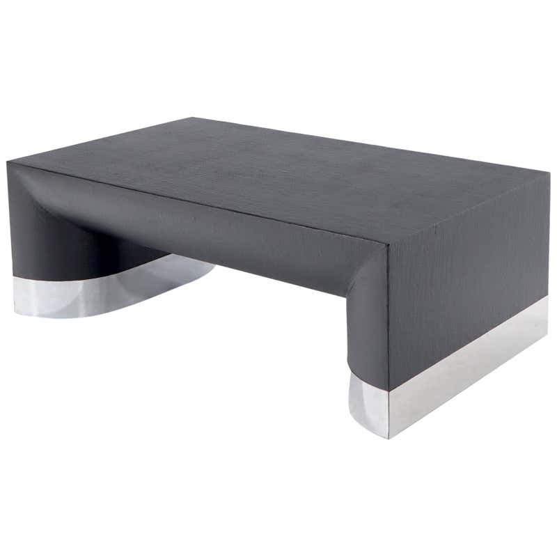 Rectangular Marble Cocktail Table on Chrome Base at 1stDibs