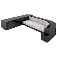 Large Black Lacquer Desk and Sofa Combination