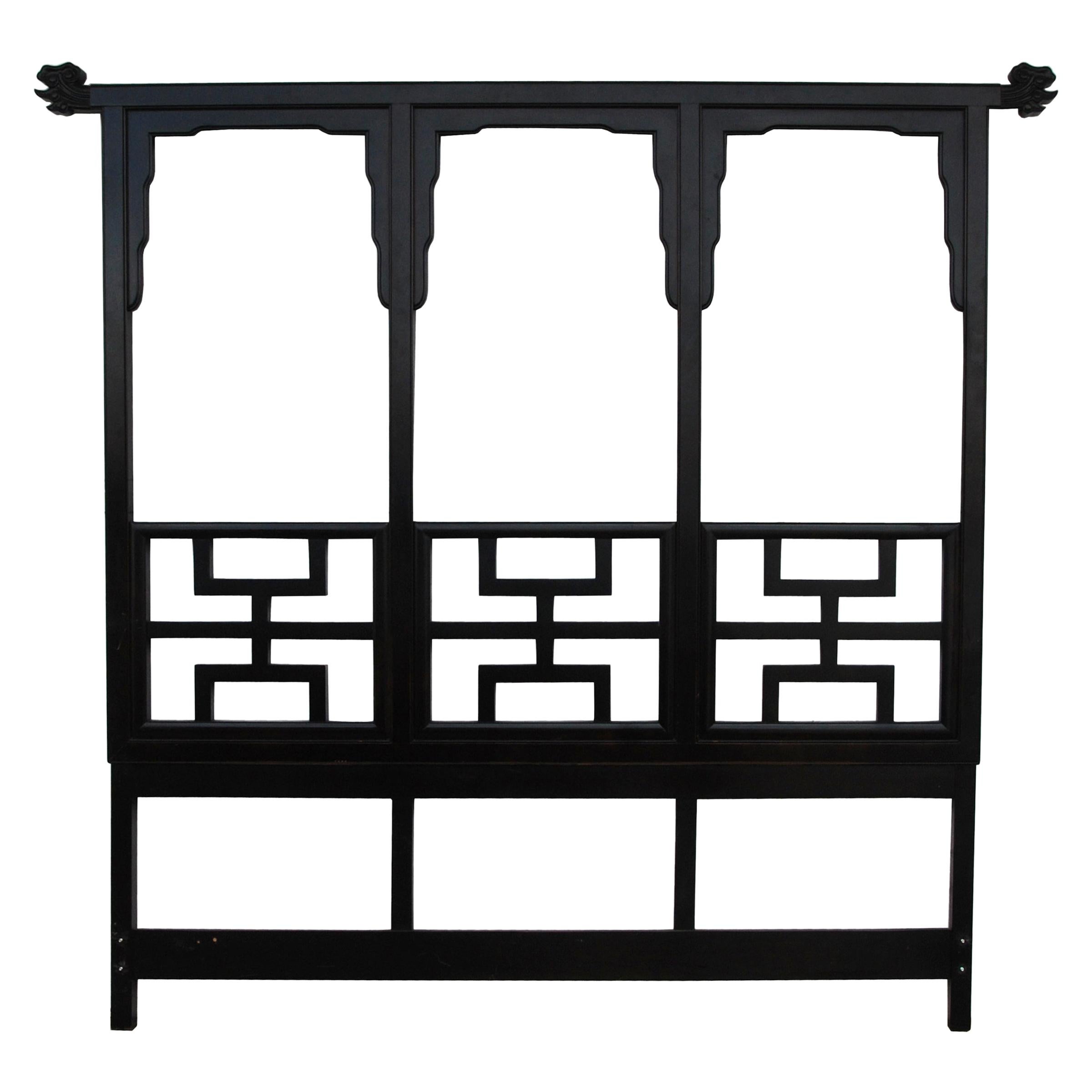 93" Black Lacquered Chin Hua Headboard by Century Furniture