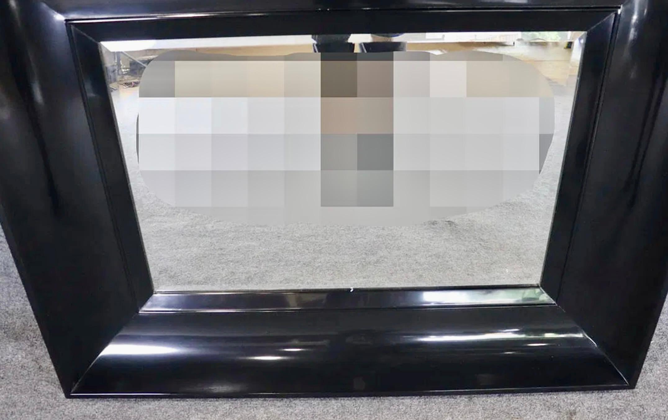 Large Black Lacquered Mirror In Good Condition For Sale In Brooklyn, NY
