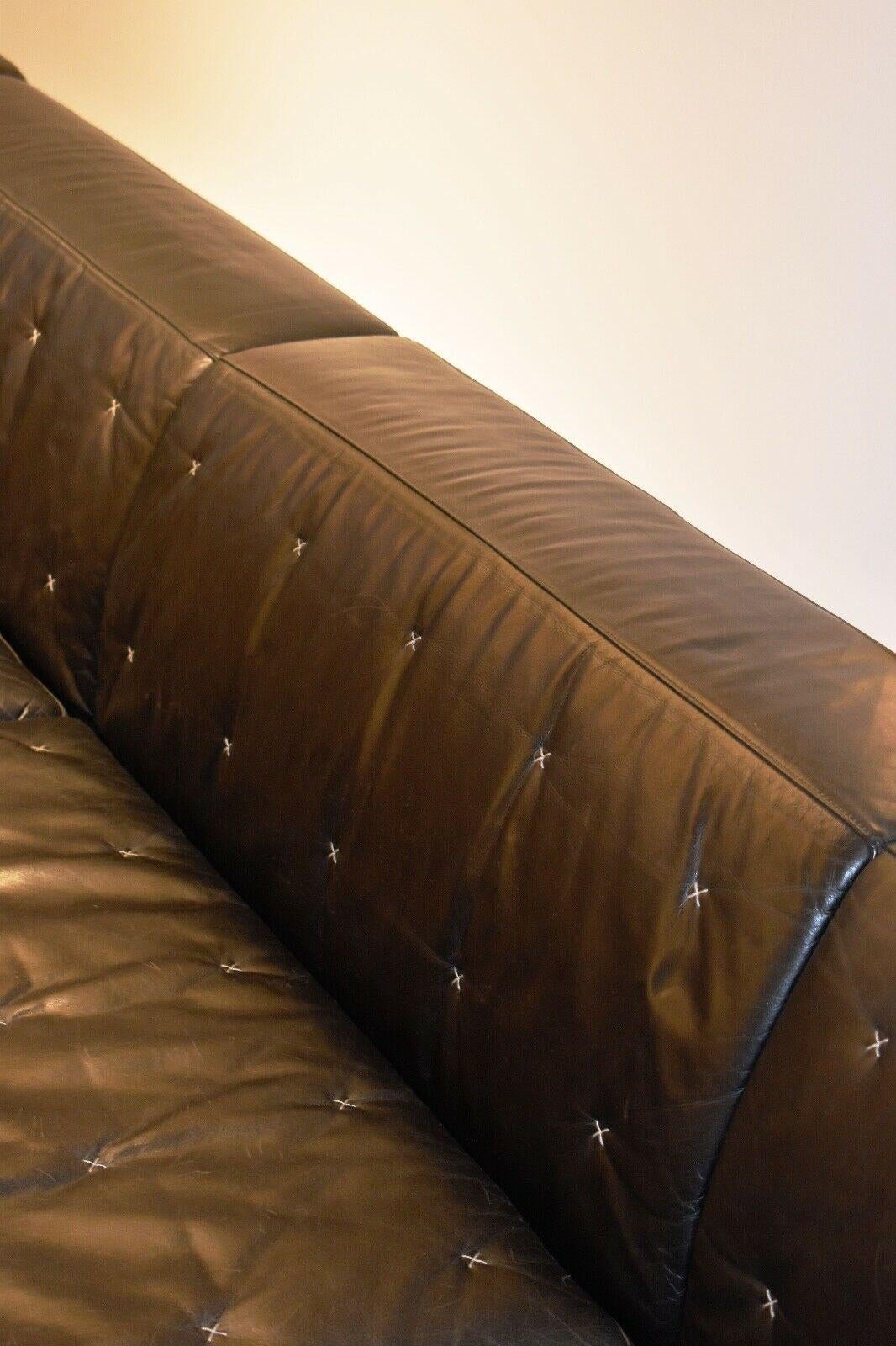 Italian Large Black Leather 'Kennedee' Modular Poltrona Frau L Shape Sofa / Settee