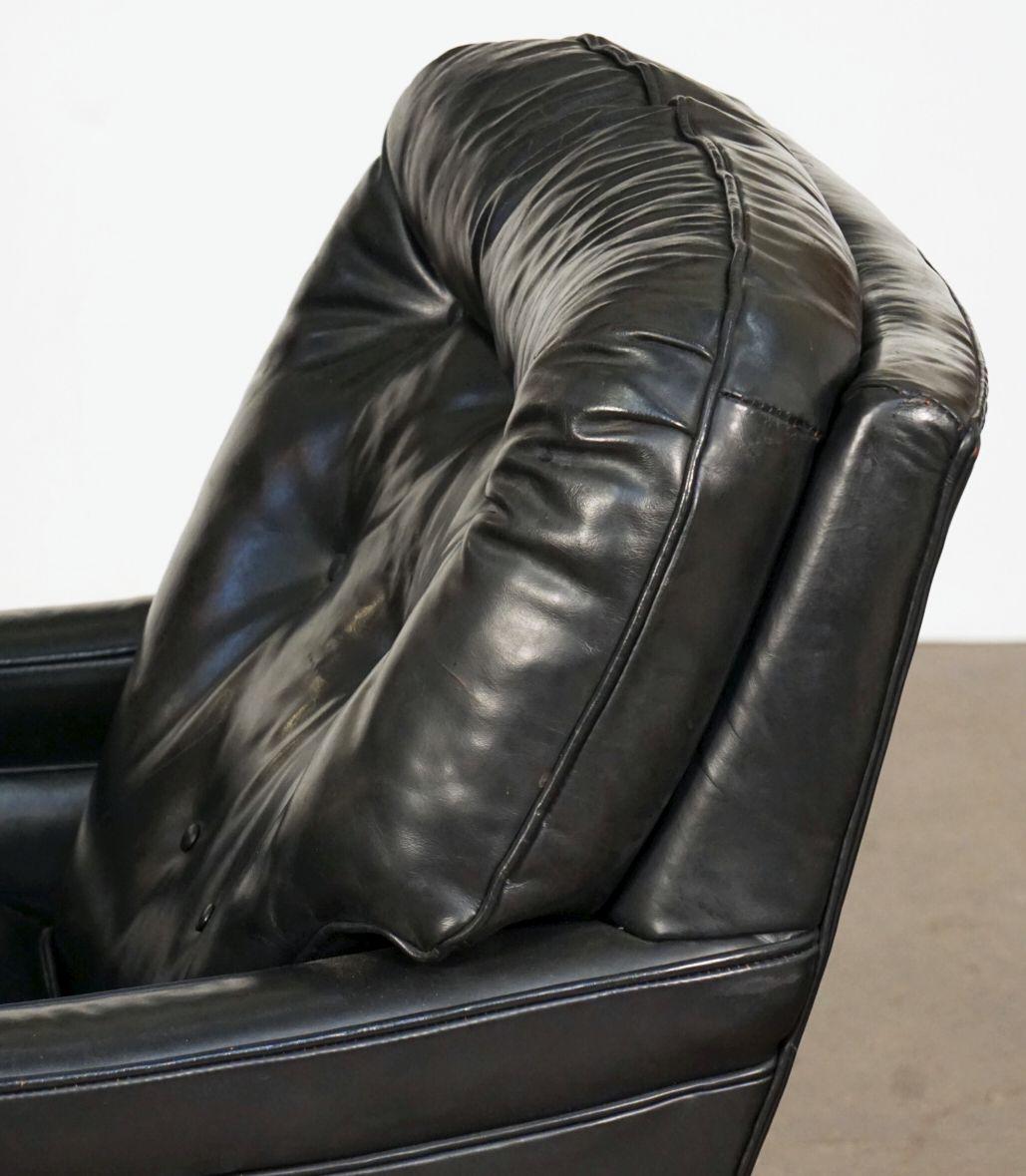 Grand fauteuil lounge en cuir noir Bloomingdale's en vente 5