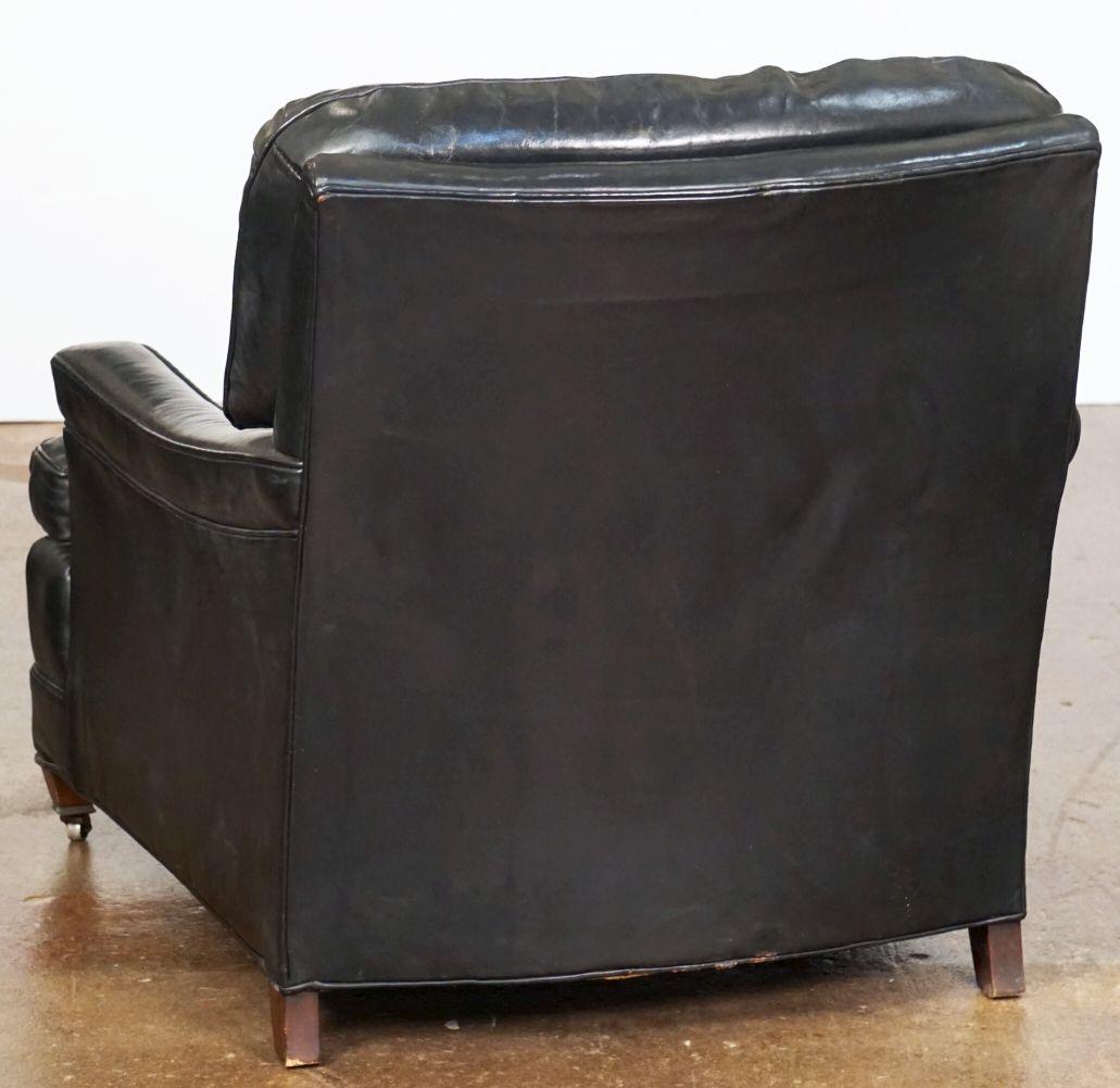 Grand fauteuil lounge en cuir noir Bloomingdale's en vente 8