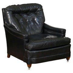 Large Black Leather Lounge Armchair by Bloomingdales