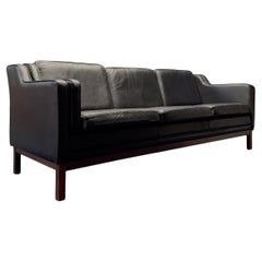 Large Black Leather Sofa
