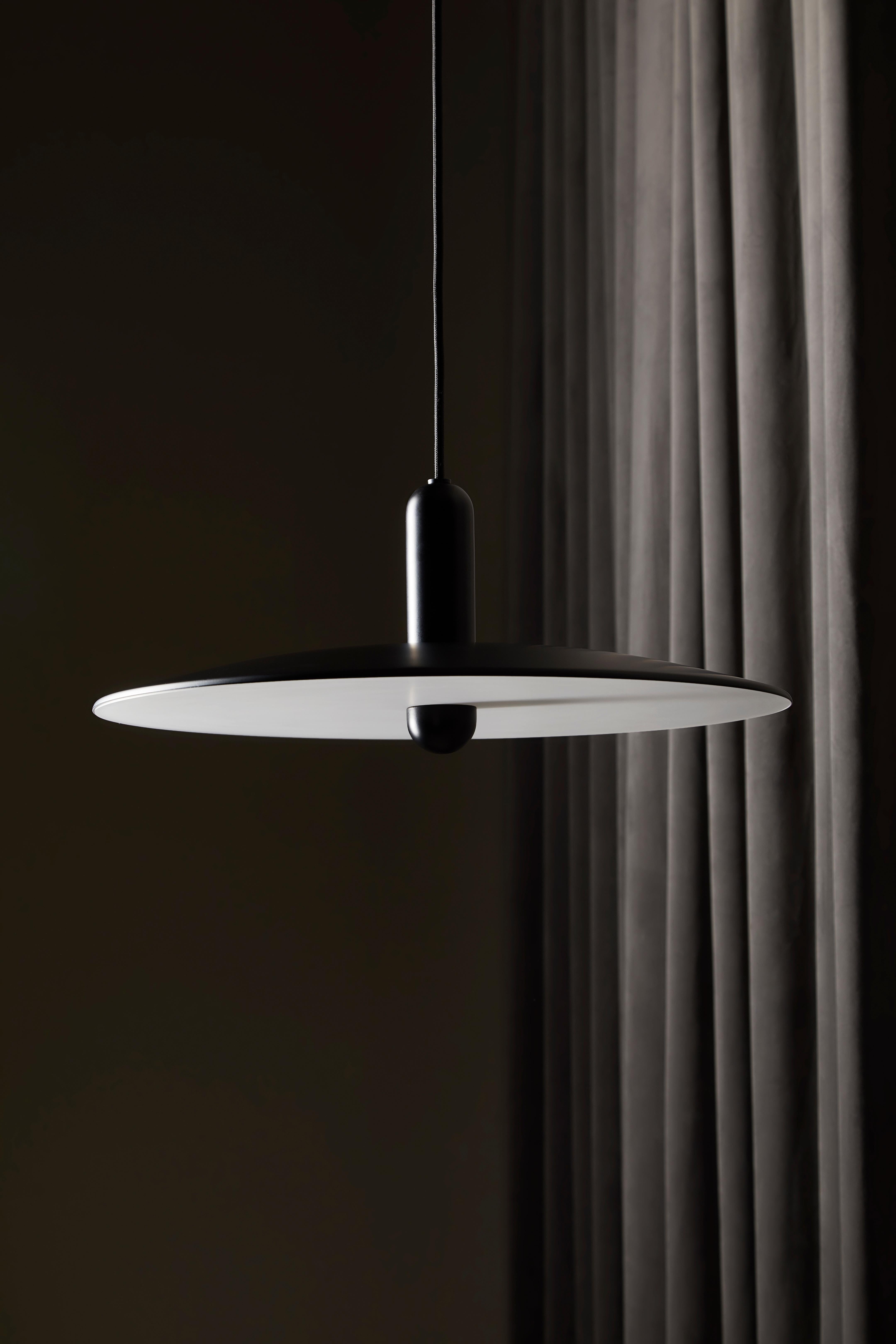 Post-Modern Large Black Lu Pendant Lamp by Beaverhausen For Sale