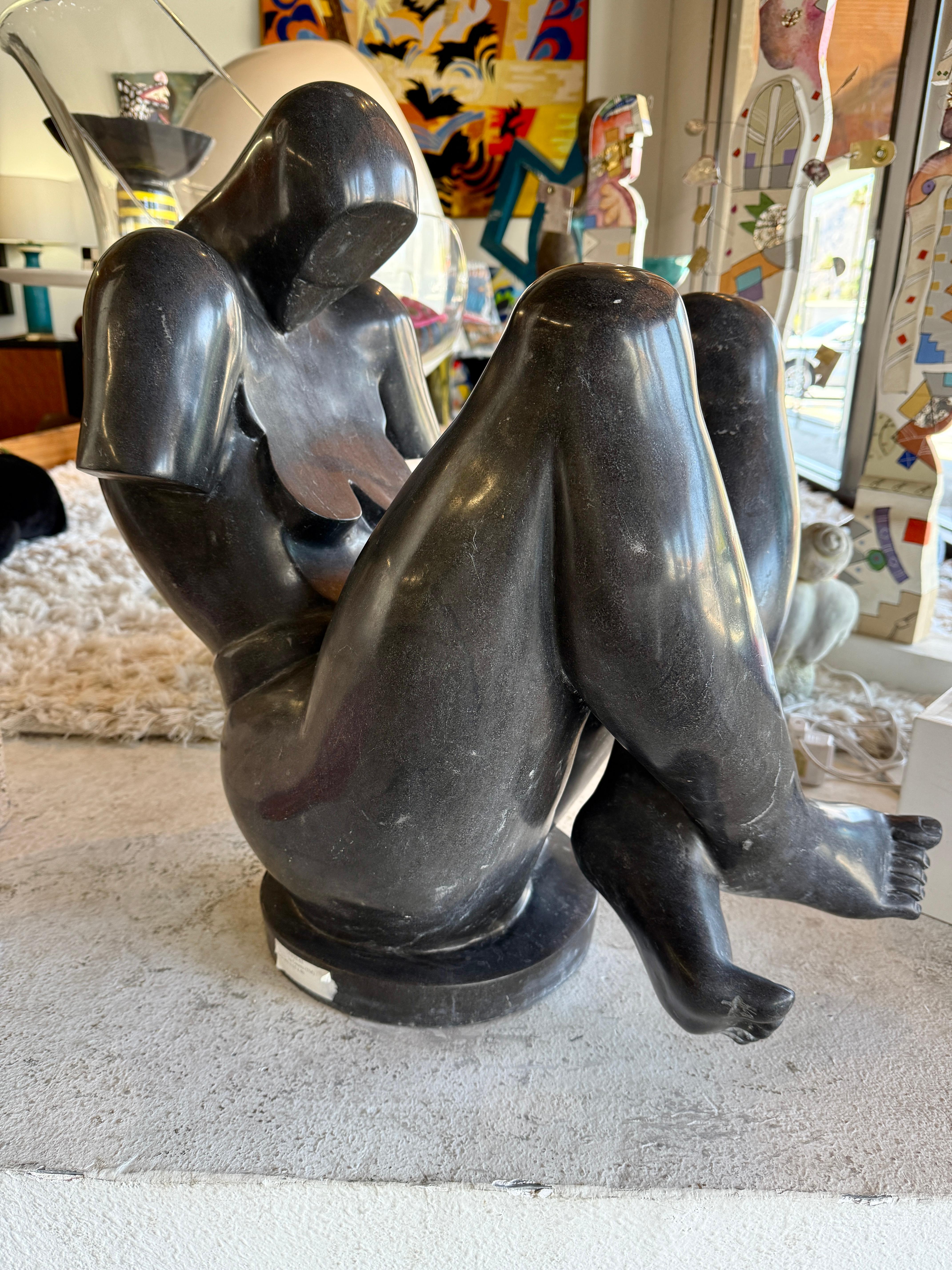 Gran Escultura Cubista de Mármol Negro Mujer Desnuda en venta 5