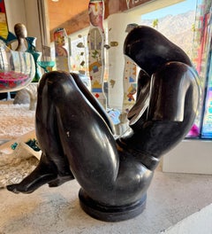 Large Black Marble Cubist Sculpture Nude Woman