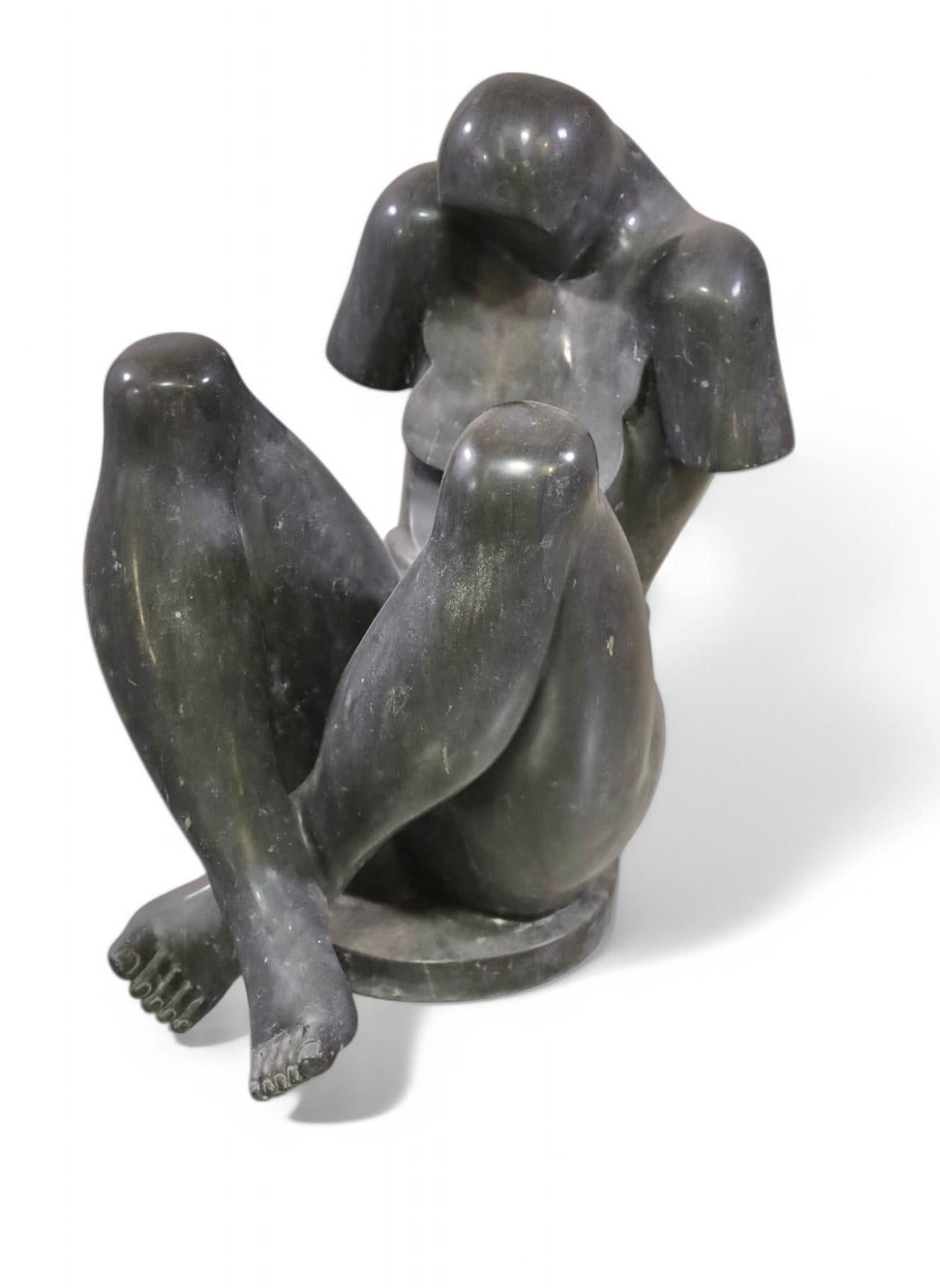 Gran Escultura Cubista de Mármol Negro Mujer Desnuda en venta 13