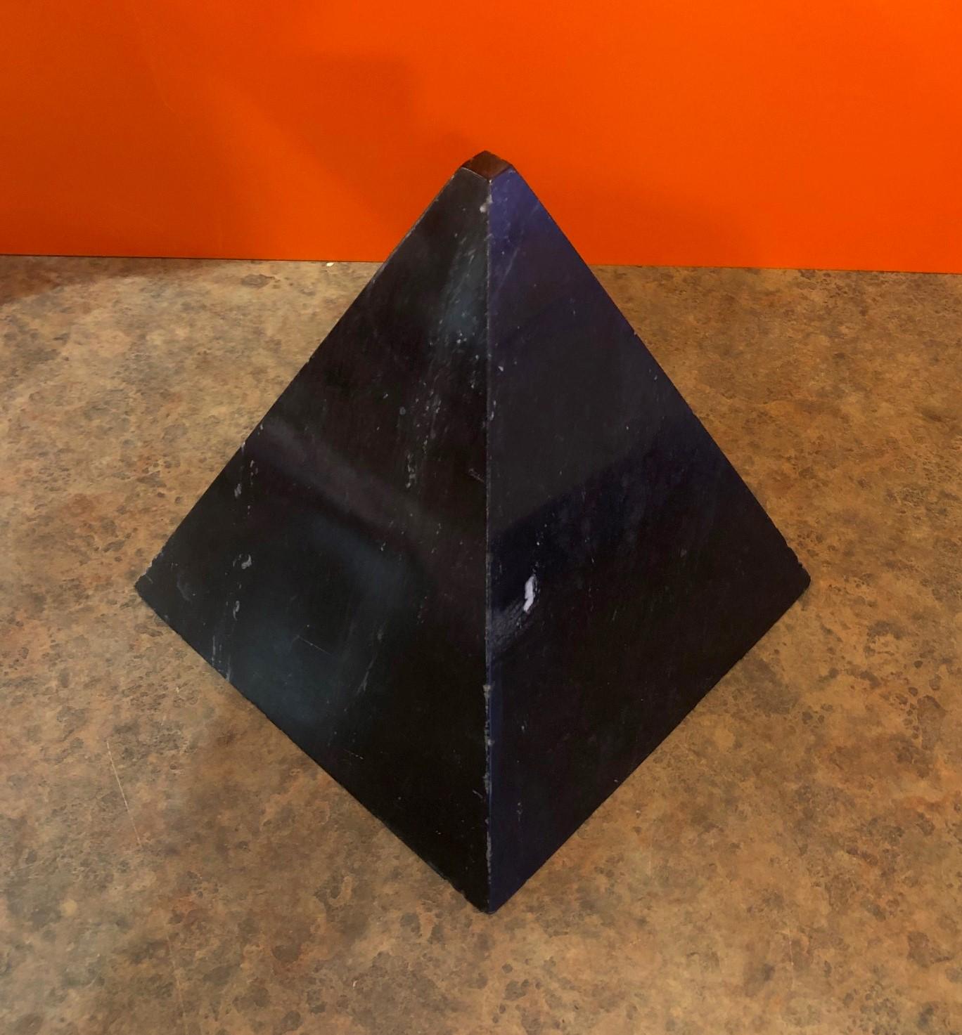 Mid-Century Modern Large Black Marble Decorative Pyramid For Sale