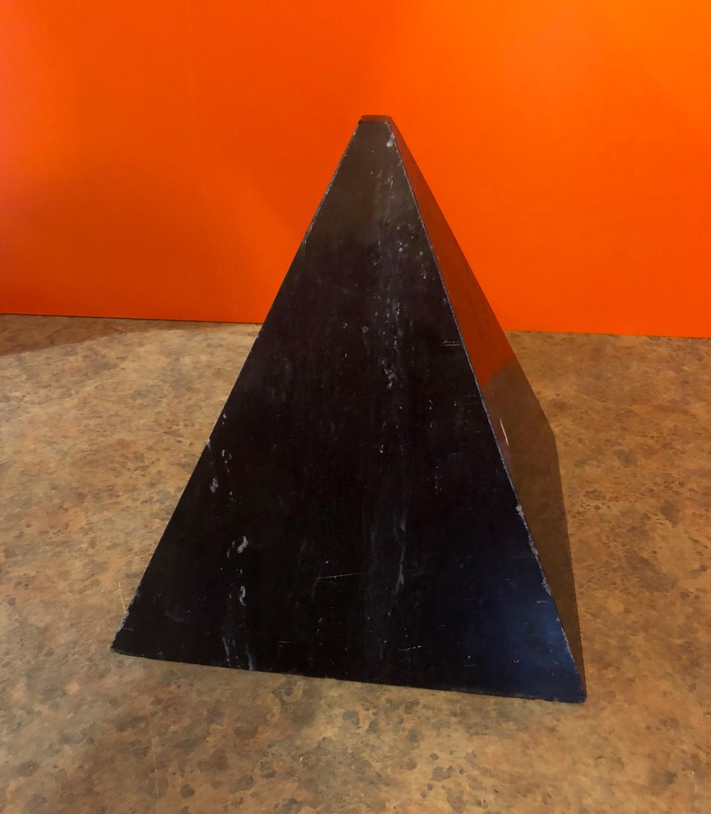 Pakistani Large Black Marble Decorative Pyramid For Sale