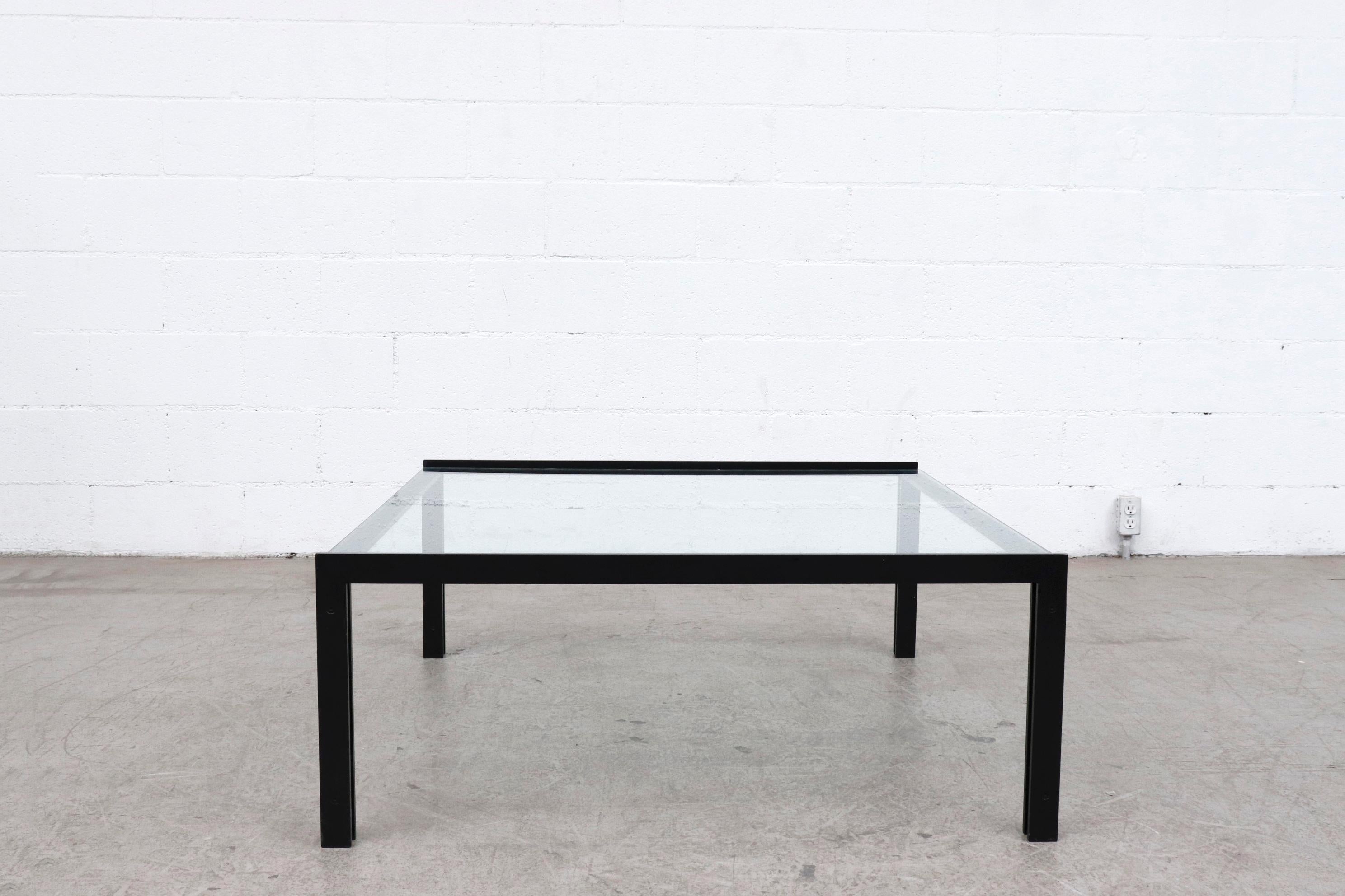 Large Black Metaform Glass Top Coffee Table In Good Condition In Los Angeles, CA