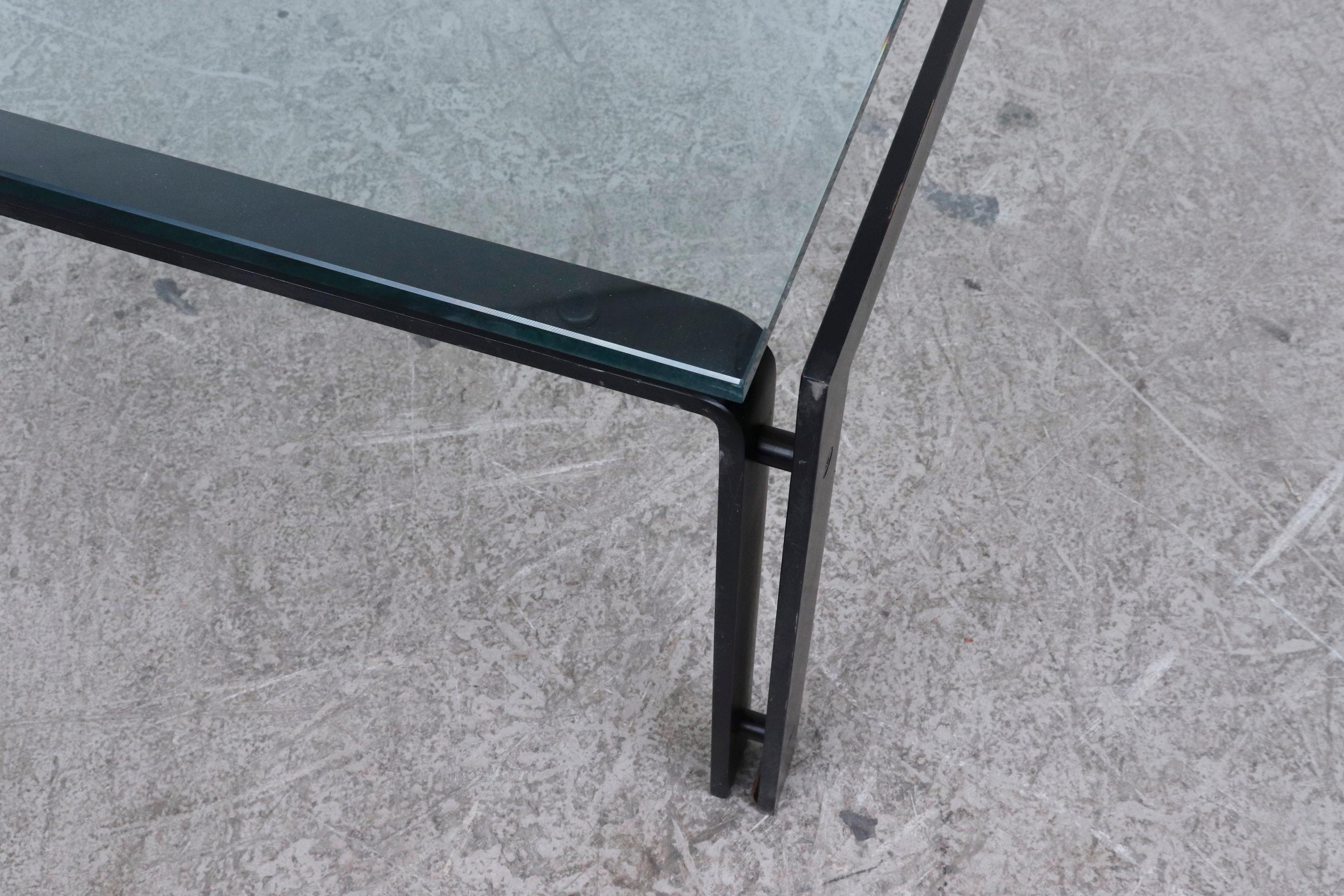 Late 20th Century Large Black Metaform Glass Top Coffee Table