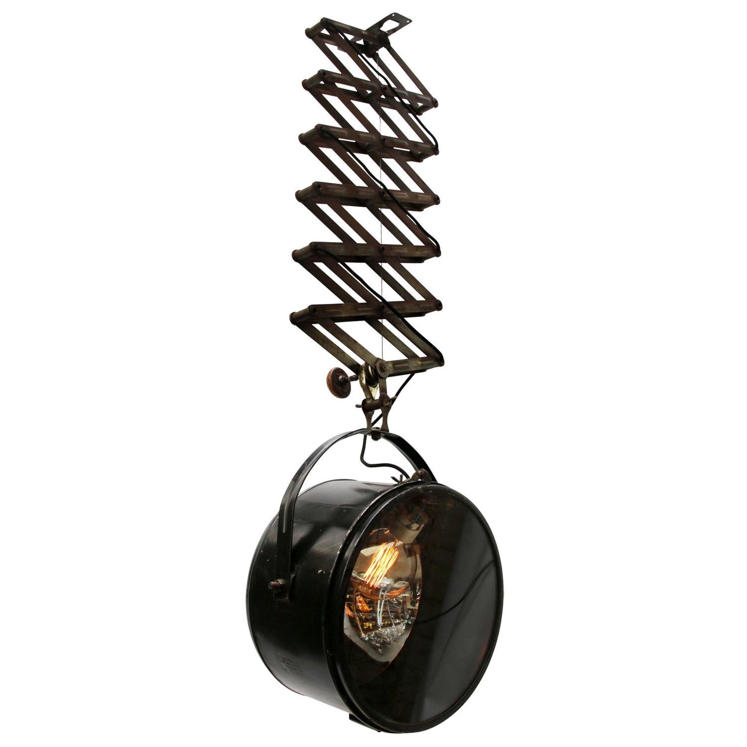 Large Black Metal Vintage Industrial Scissor Spot Light Pendant Lamp