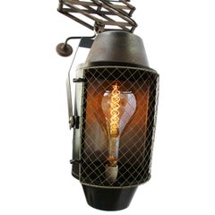 Large Black Metal Vintage Industrial Theater Scissor Lamp