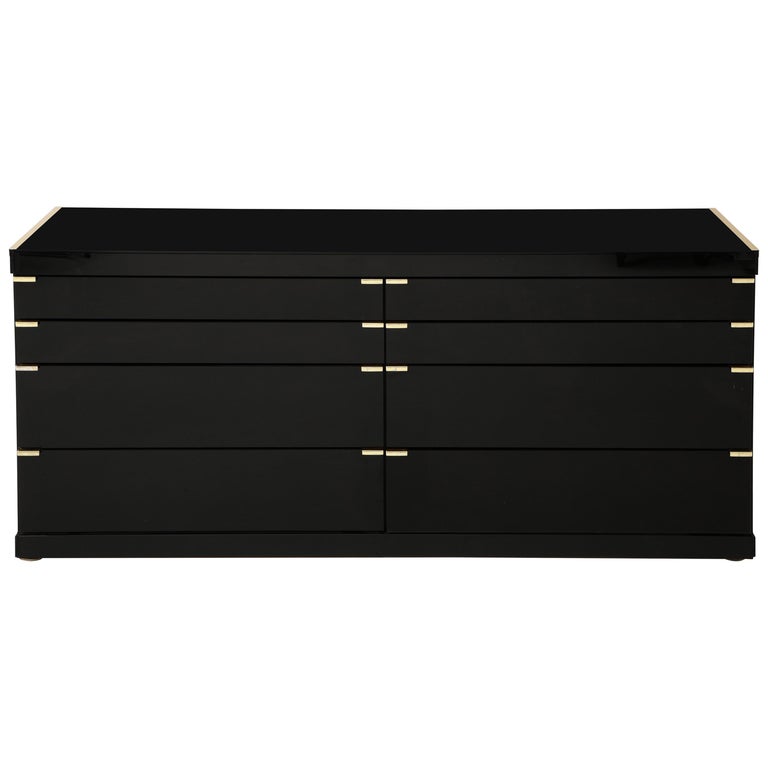 Large Black Mirrored Dresser By Ello At, Long Black Dresser With Mirror