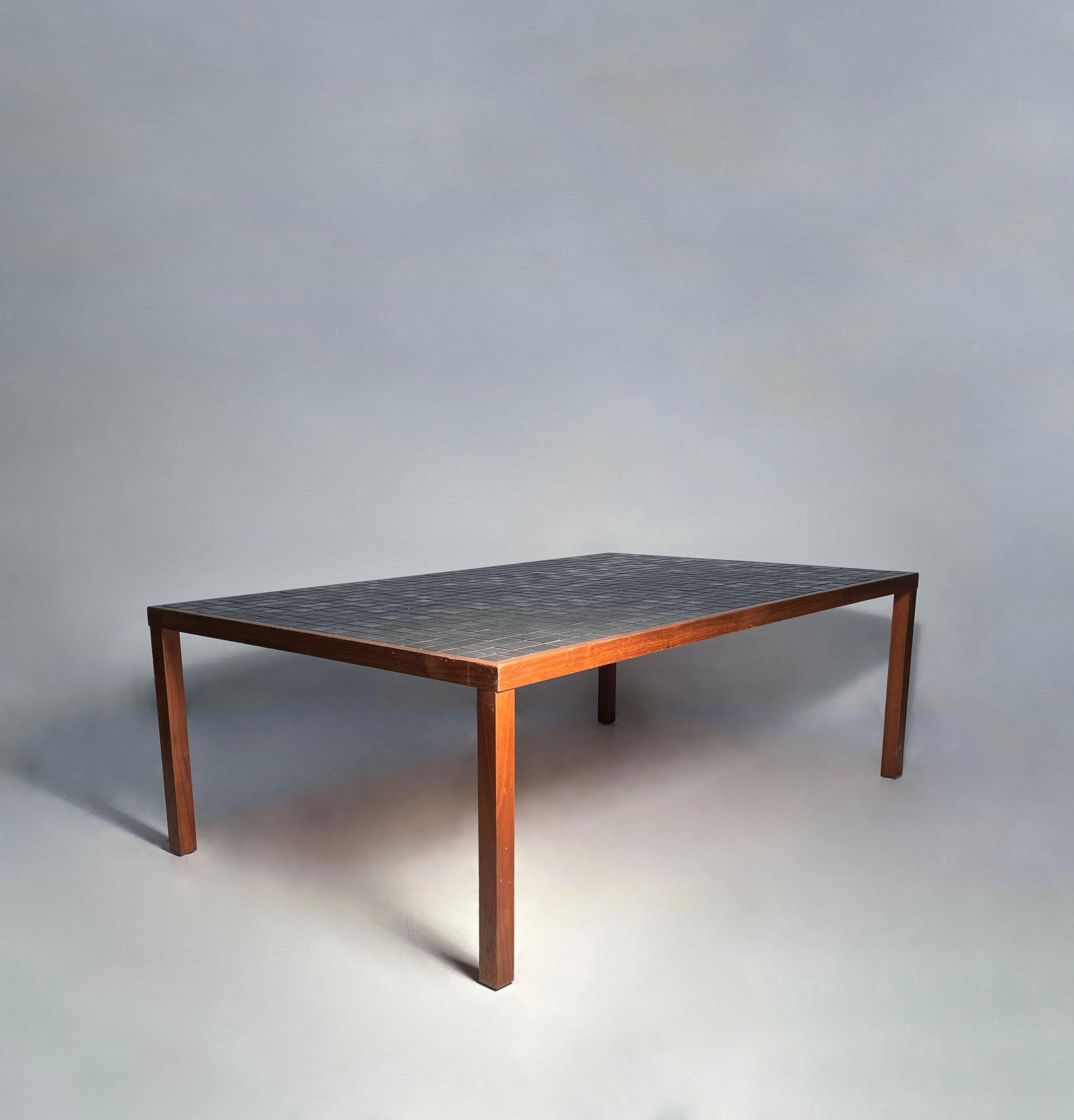 Mid-Century Modern Large Black Mosaic Ceramic Tile Coffee Table by Gordon  & Jane Martz For Sale