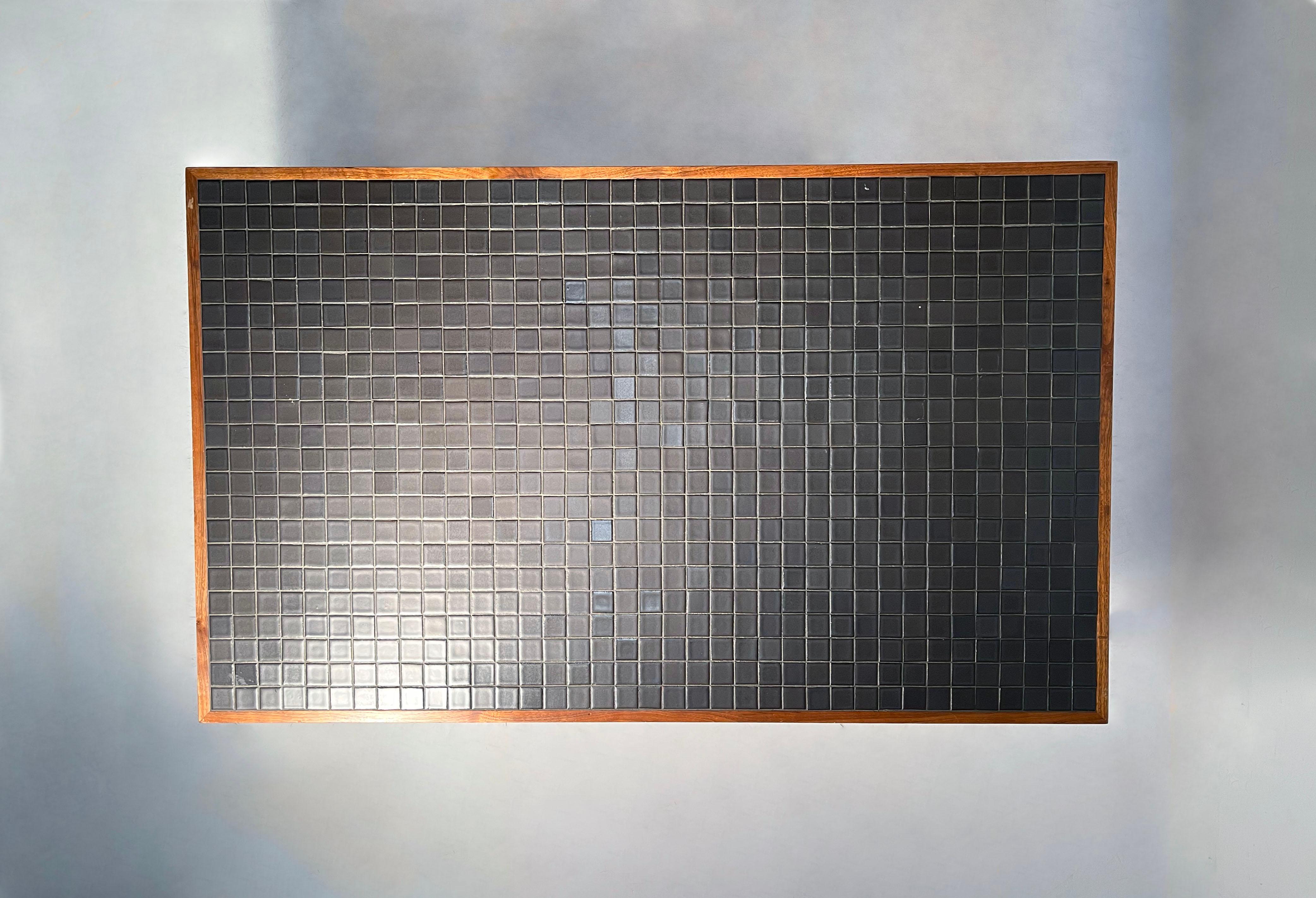 Large Black Mosaic Ceramic Tile Coffee Table by Gordon  & Jane Martz In Good Condition For Sale In Chicago, IL