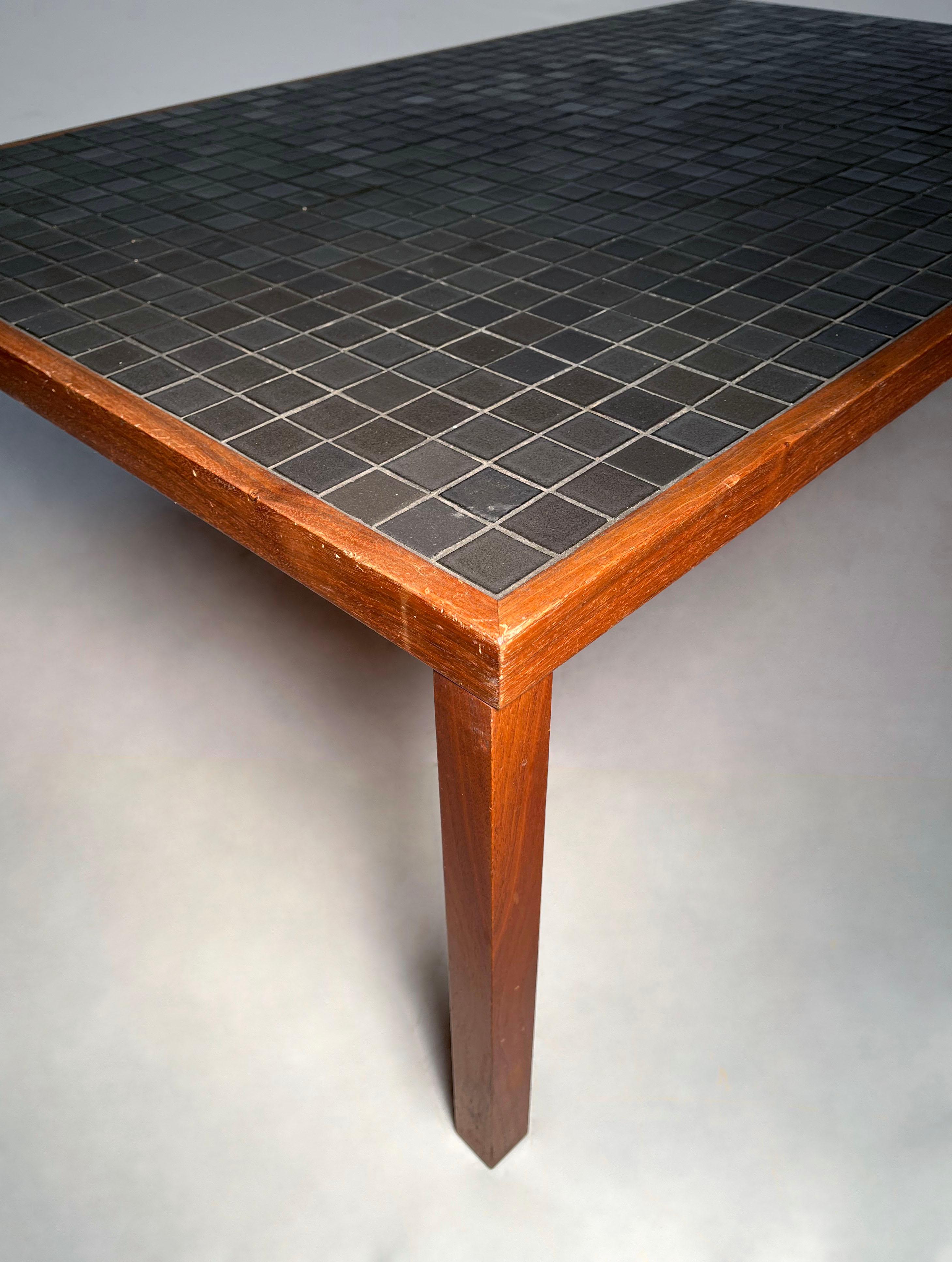 20th Century Large Black Mosaic Ceramic Tile Coffee Table by Gordon  & Jane Martz For Sale