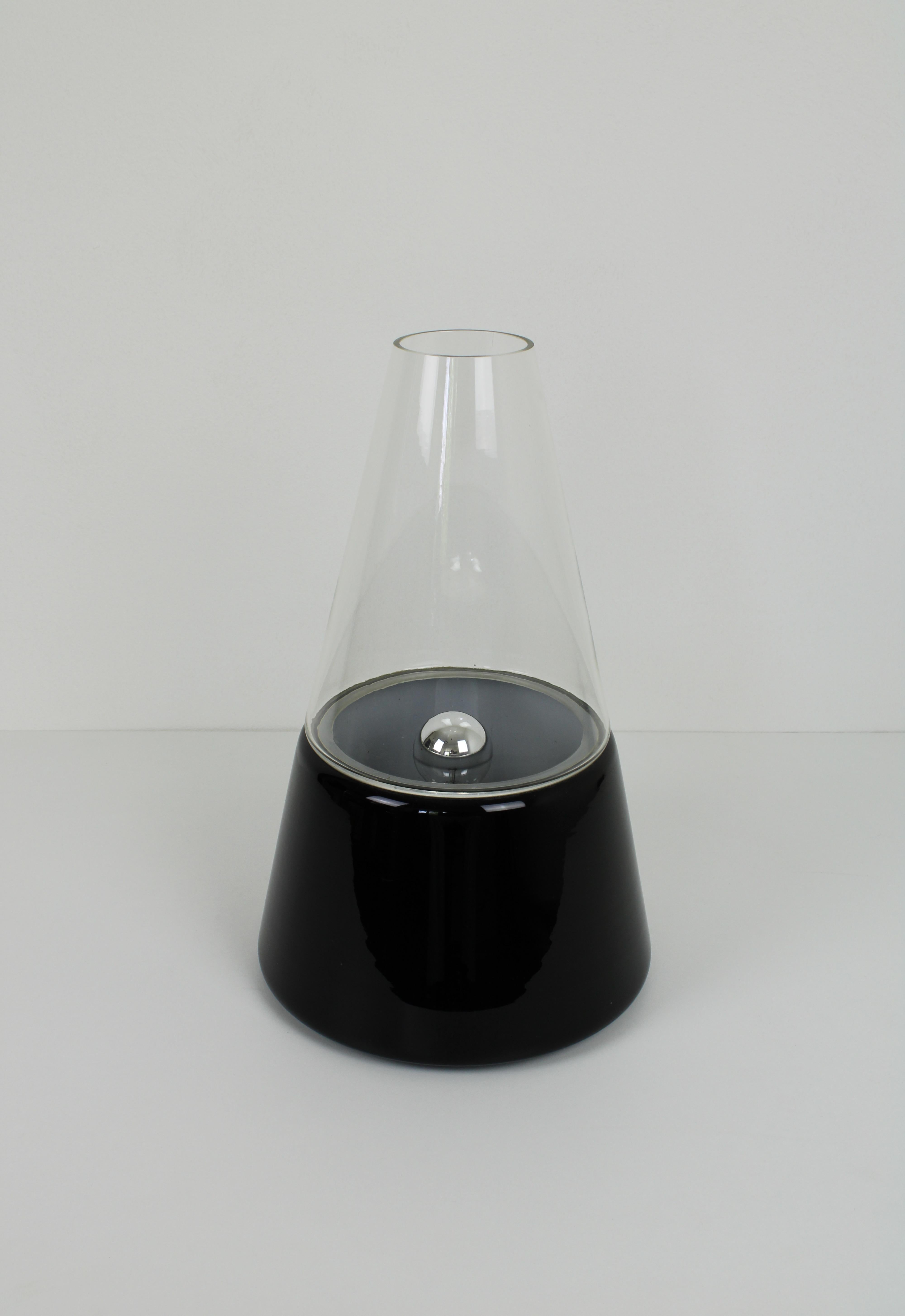 Mid-Century Modern Large Black Murano Glass Table Lamp by Res, 1980s
