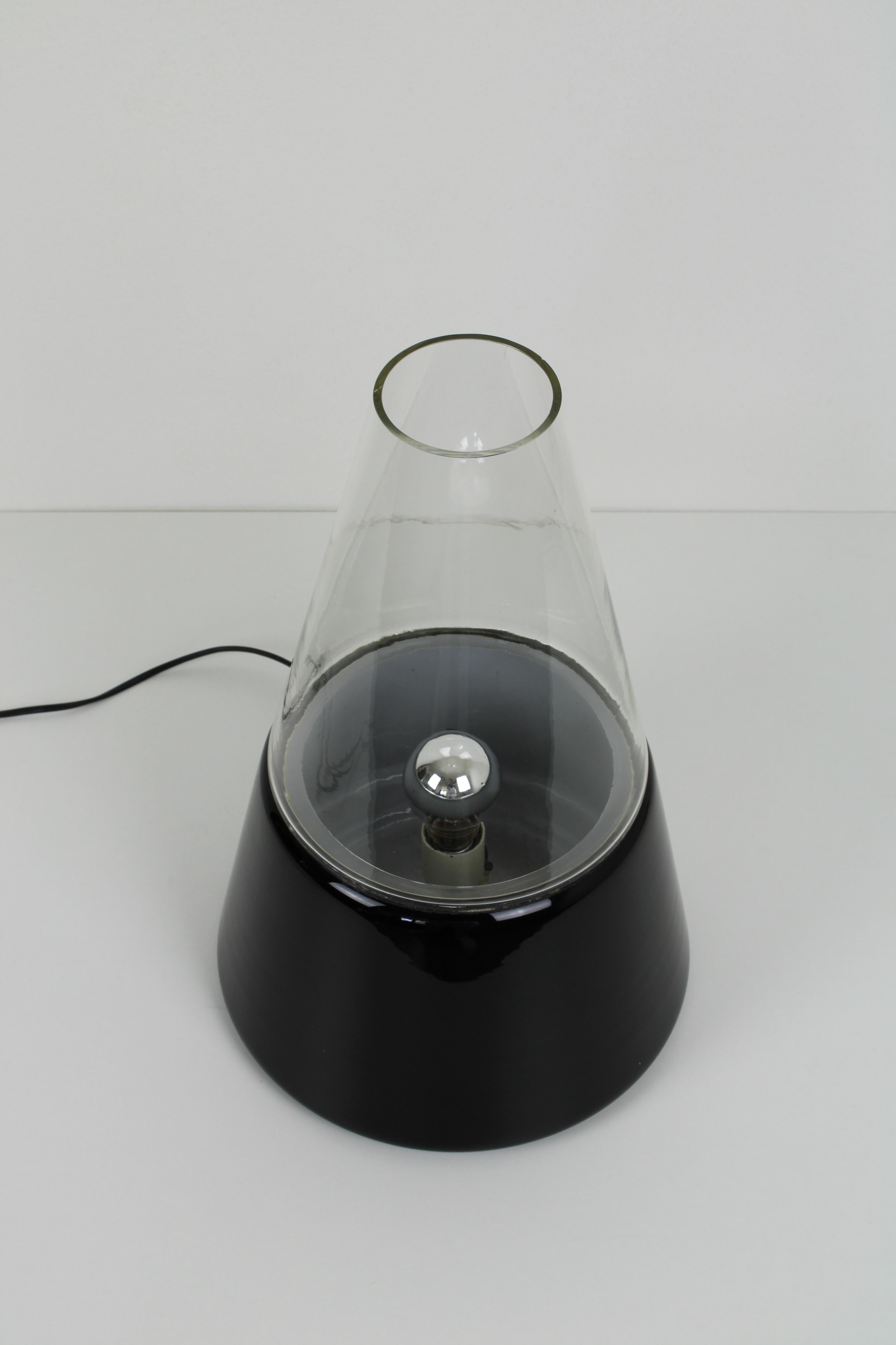 Italian Large Black Murano Glass Table Lamp by Res, 1980s