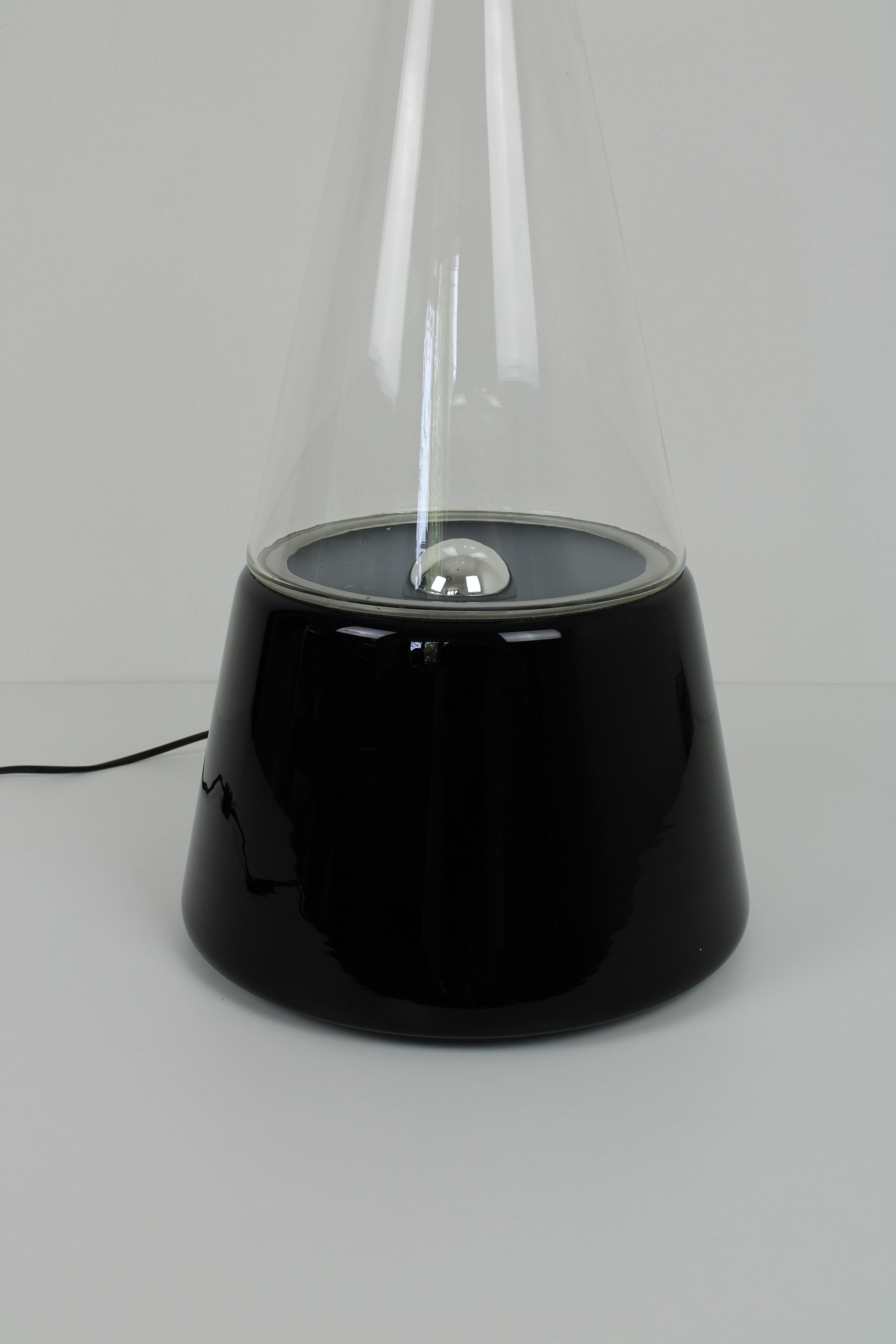 Large Black Murano Glass Table Lamp by Res, 1980s In Good Condition In UTRECHT, NL