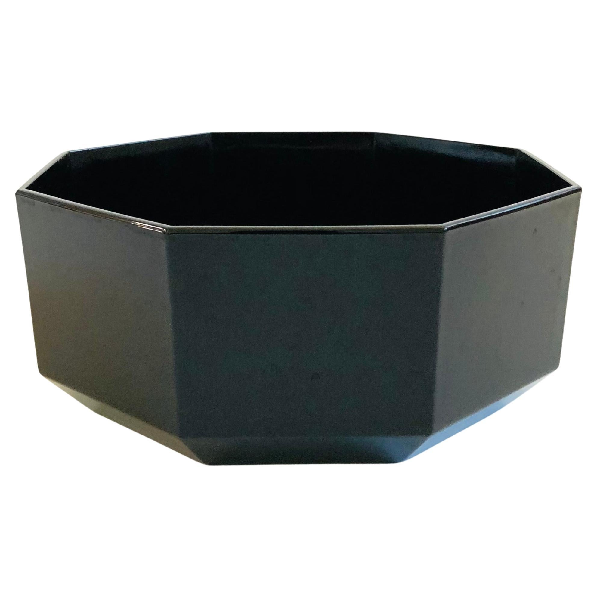 Large Black Octagon Salad Bowl by Arcoroc France
