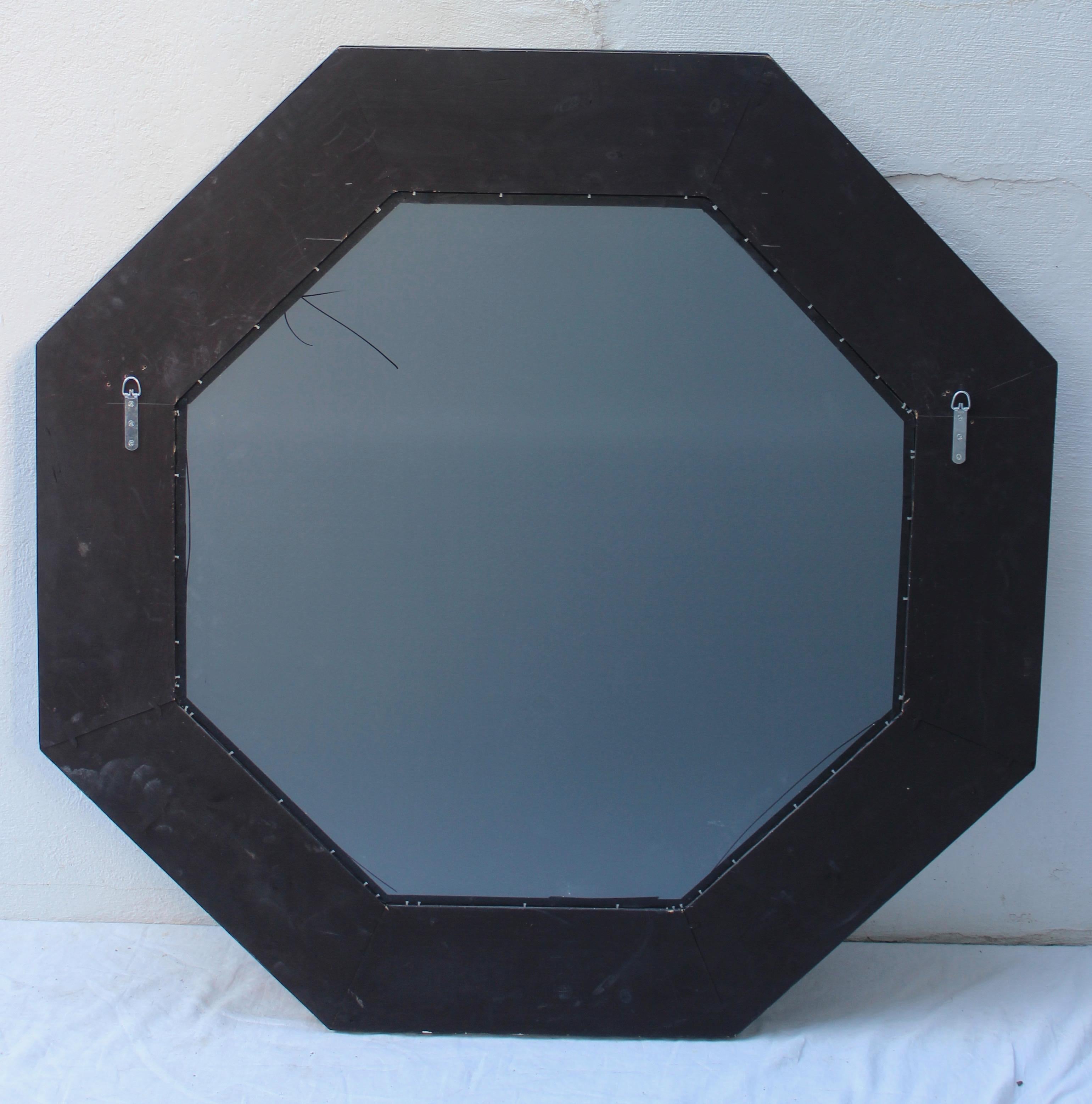20th Century Large Black Octagonal Mirror
