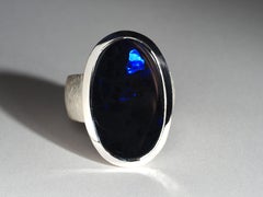 Large Black opal ring Mens opal jewelry Australian opal natural Blue opalescence