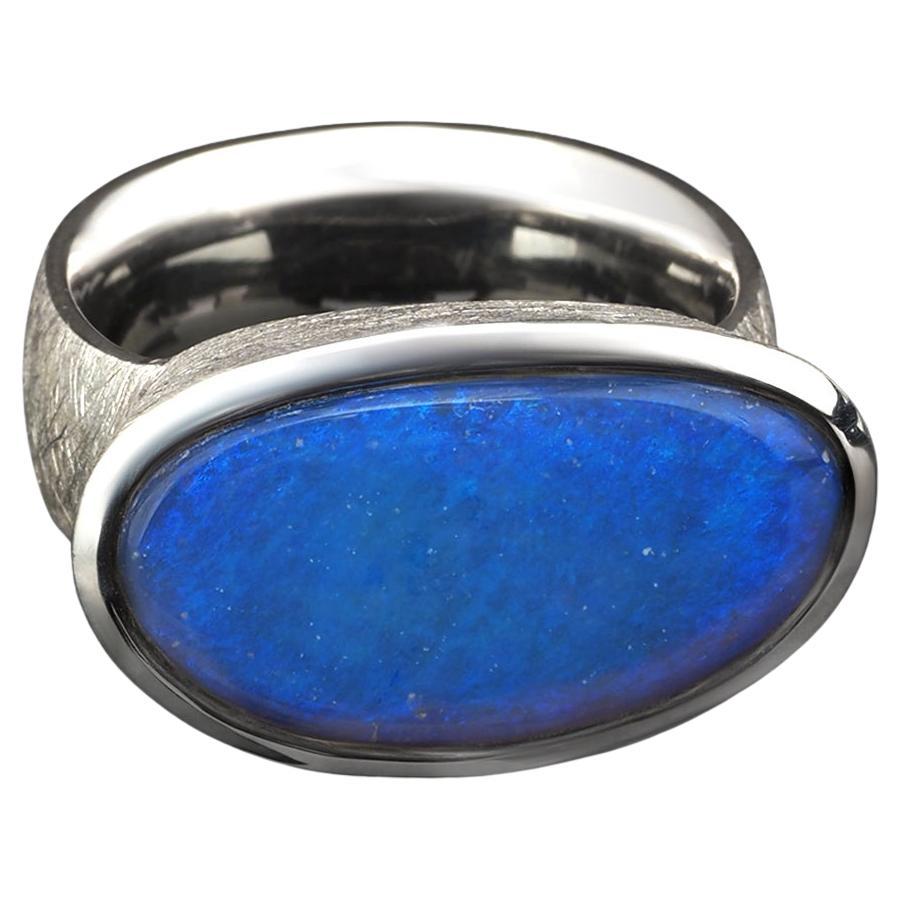 Large Black Opal Silver Ring Colorful Australian Gemstone Mens ring vintage gift