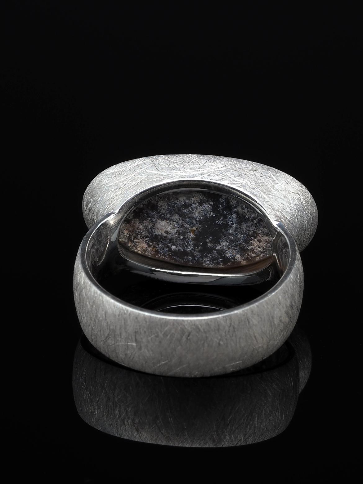Large Black Opal Silver ring Neon Blue Australian Gemstone Gift Mens ring For Sale 9