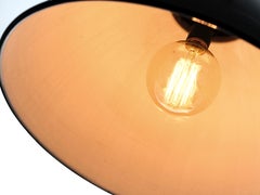 Large Black over White Dome Pendants - Matching Pair