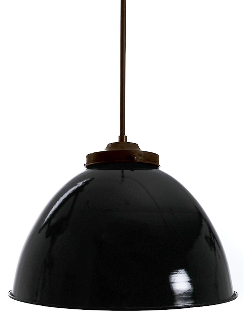 American Large Black over White Dome Pendants - Matching Pair