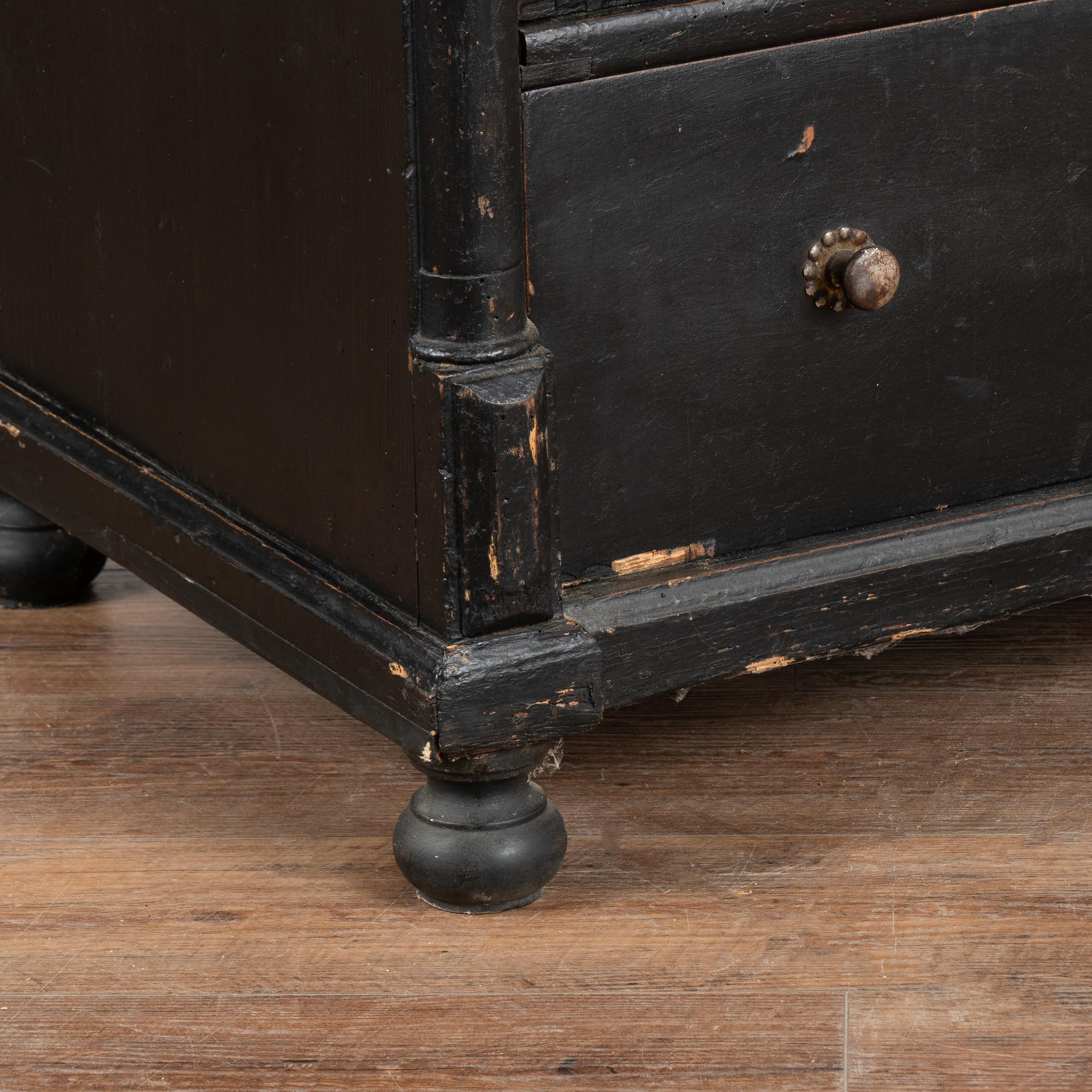 Large Black Painted Chest of Five Drawers, Circa 1890 3