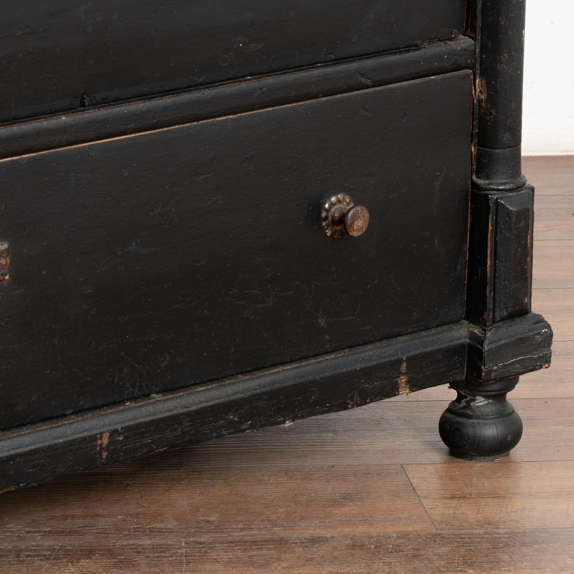 Large Black Painted Chest of Five Drawers, Circa 1890 4