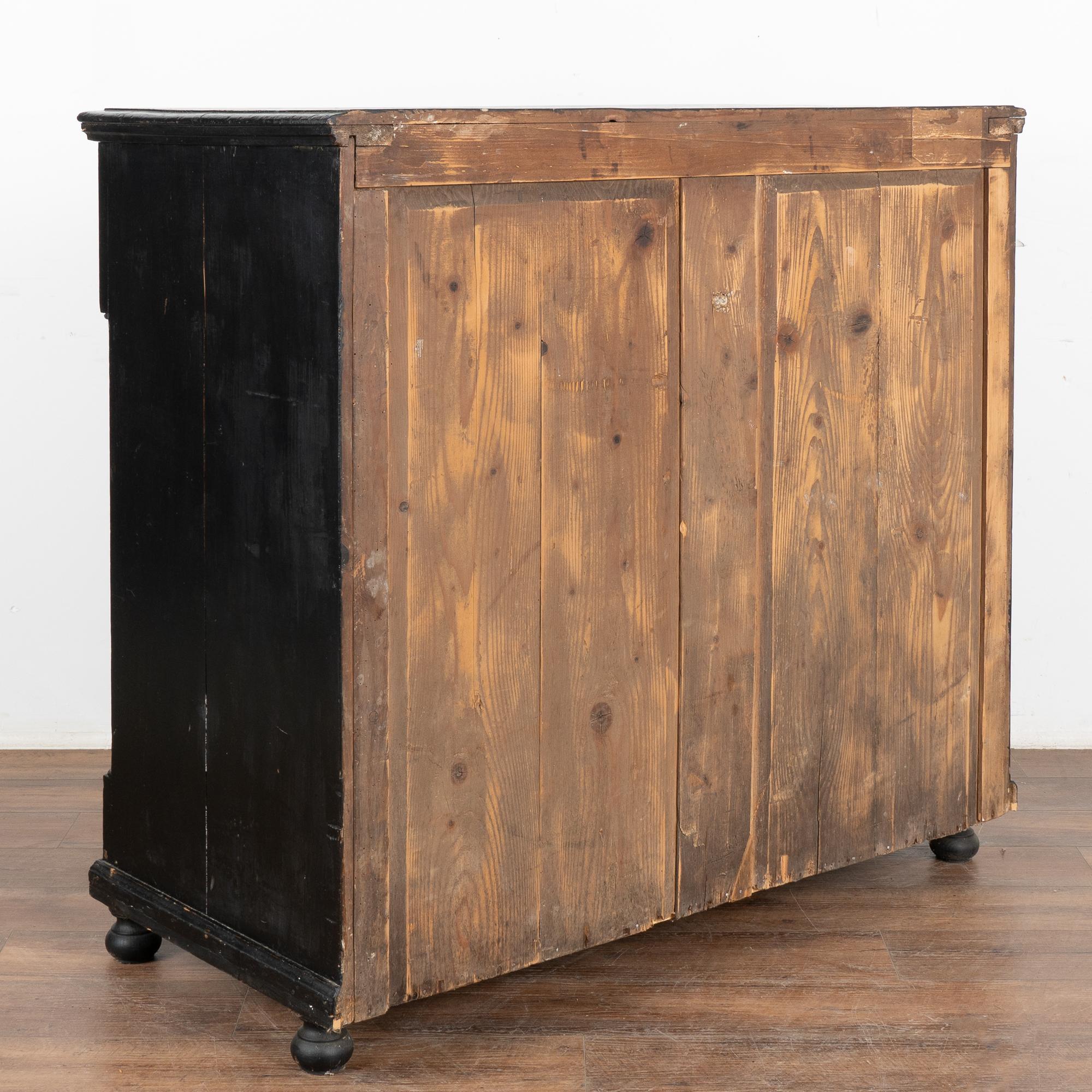 Large Black Painted Chest of Five Drawers, Circa 1890 6